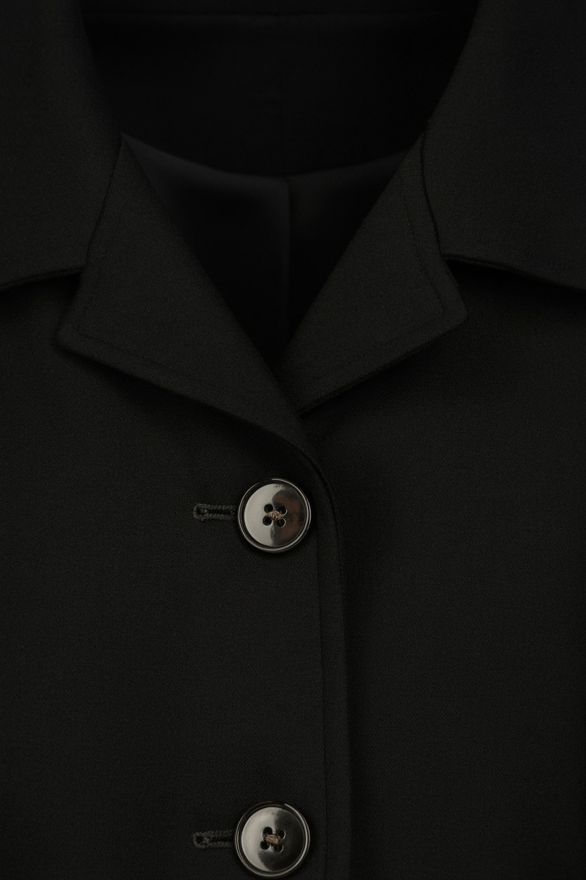 Mid-Length Coat with Gold-Tone Buttons