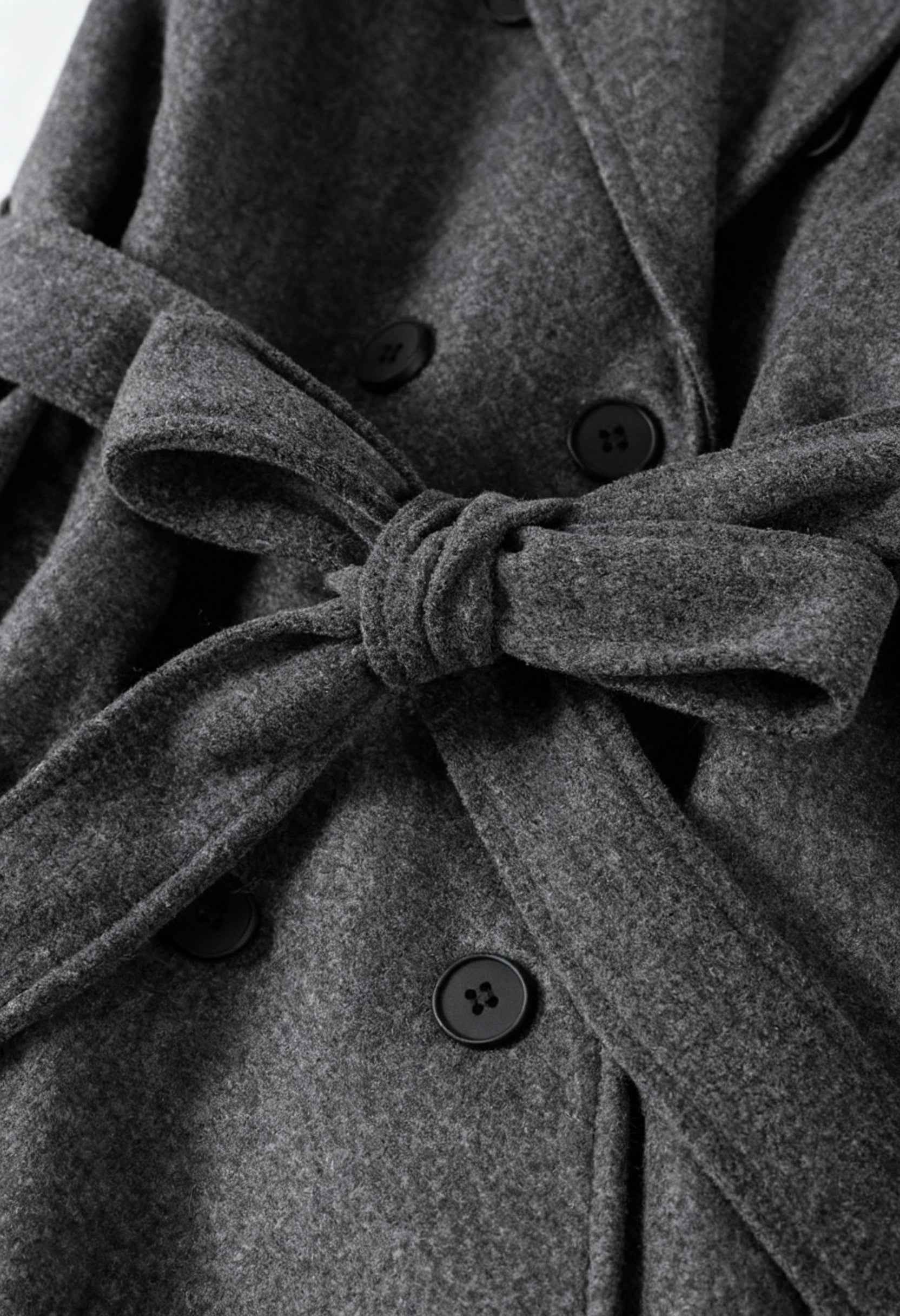 Double-Breasted Coat with Belted Waist