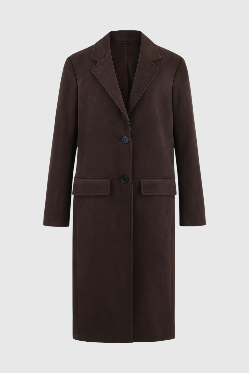 Long Suedette Overcoat | Relaxed Fit