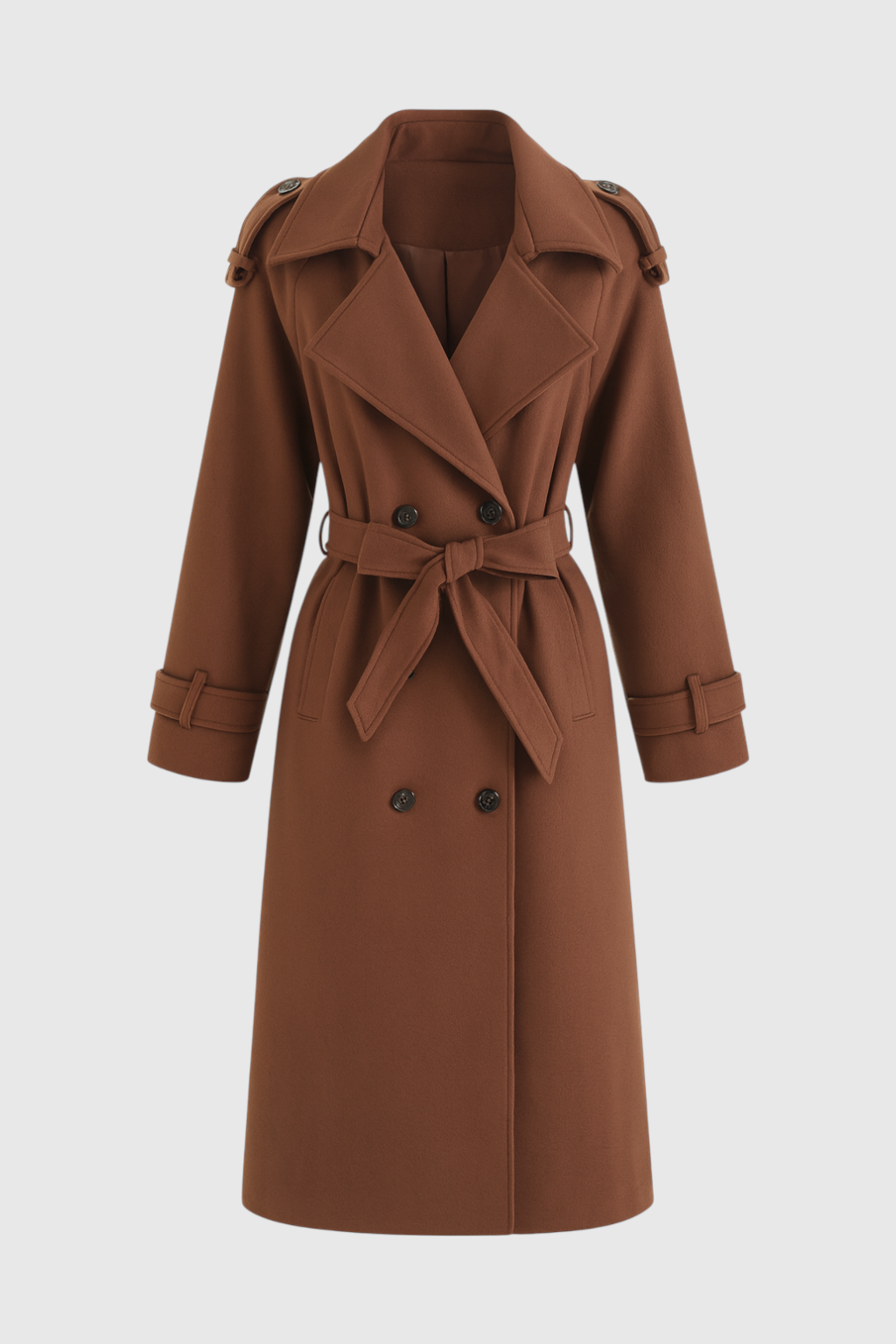 Wool Blend Overcoat with Self-Belt
