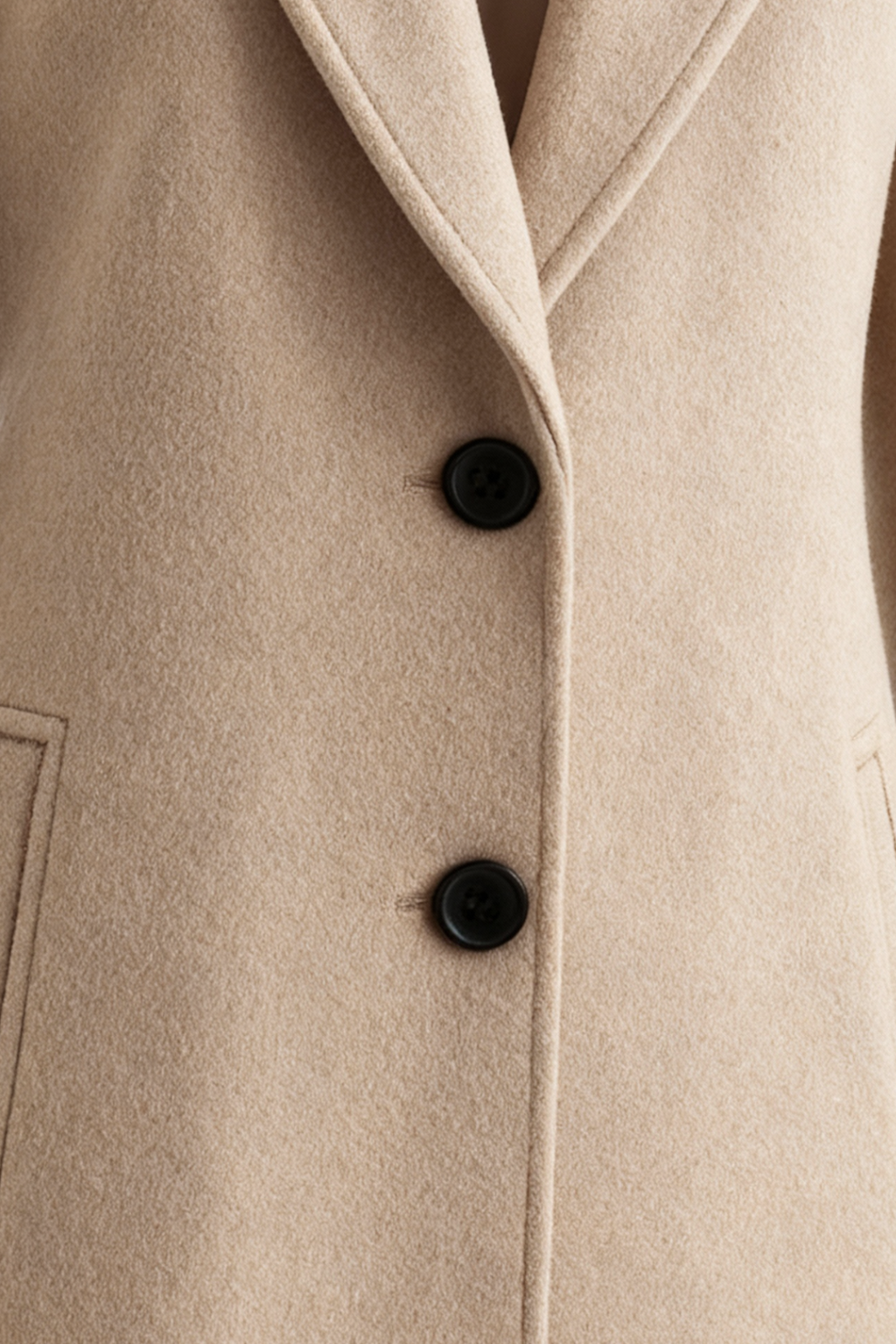 Long Coat with Notched Lapel, Slim Fit