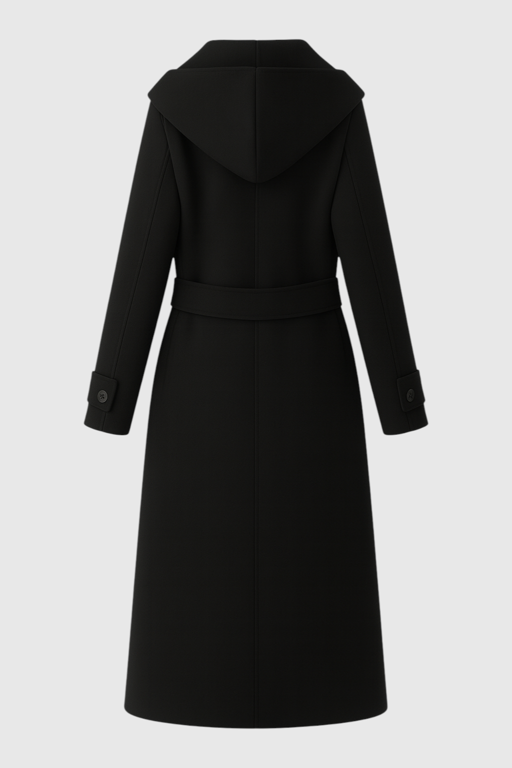 Longline Coat with Belt & Wide Lapel