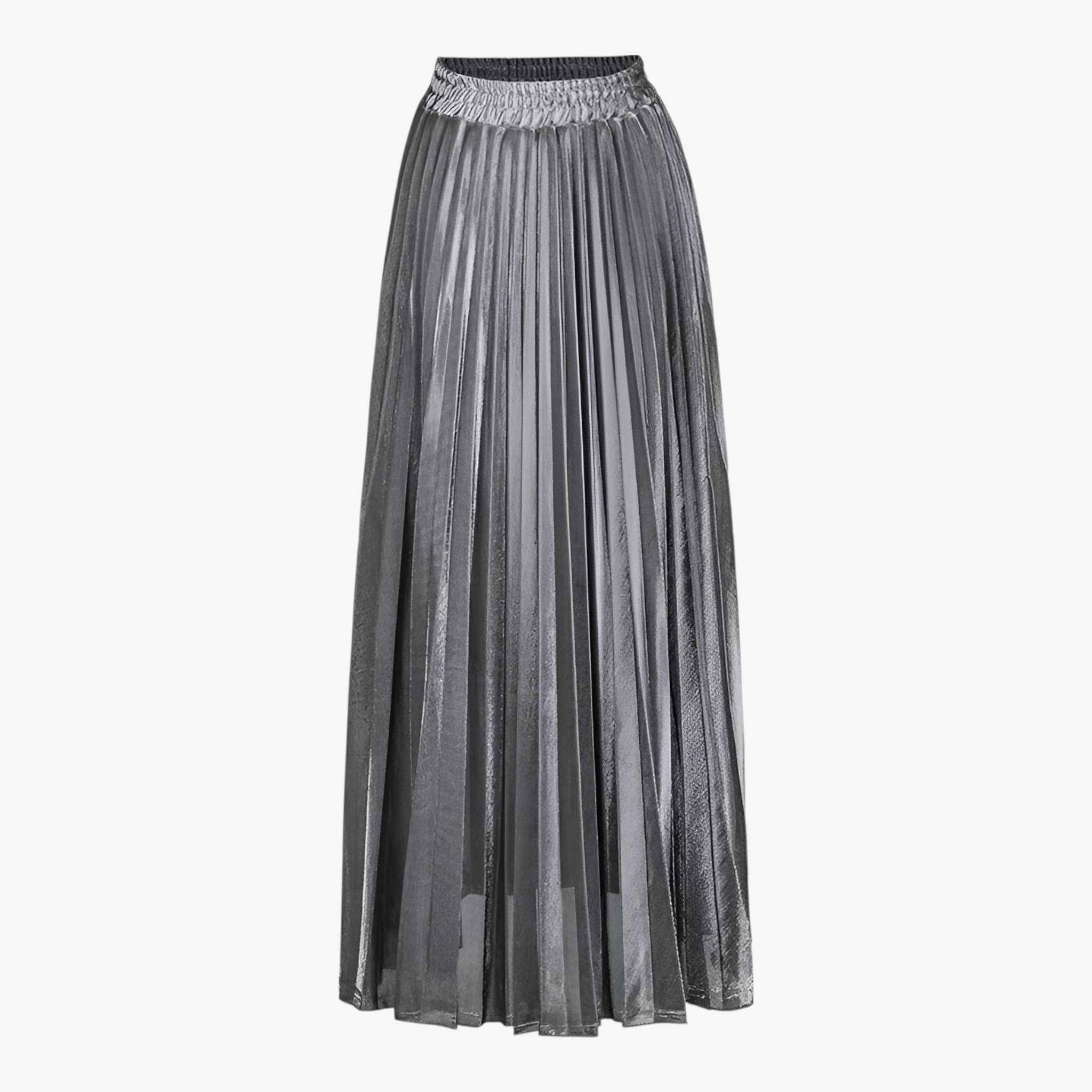 Pleated Maxi Skirt with Elastic Waist