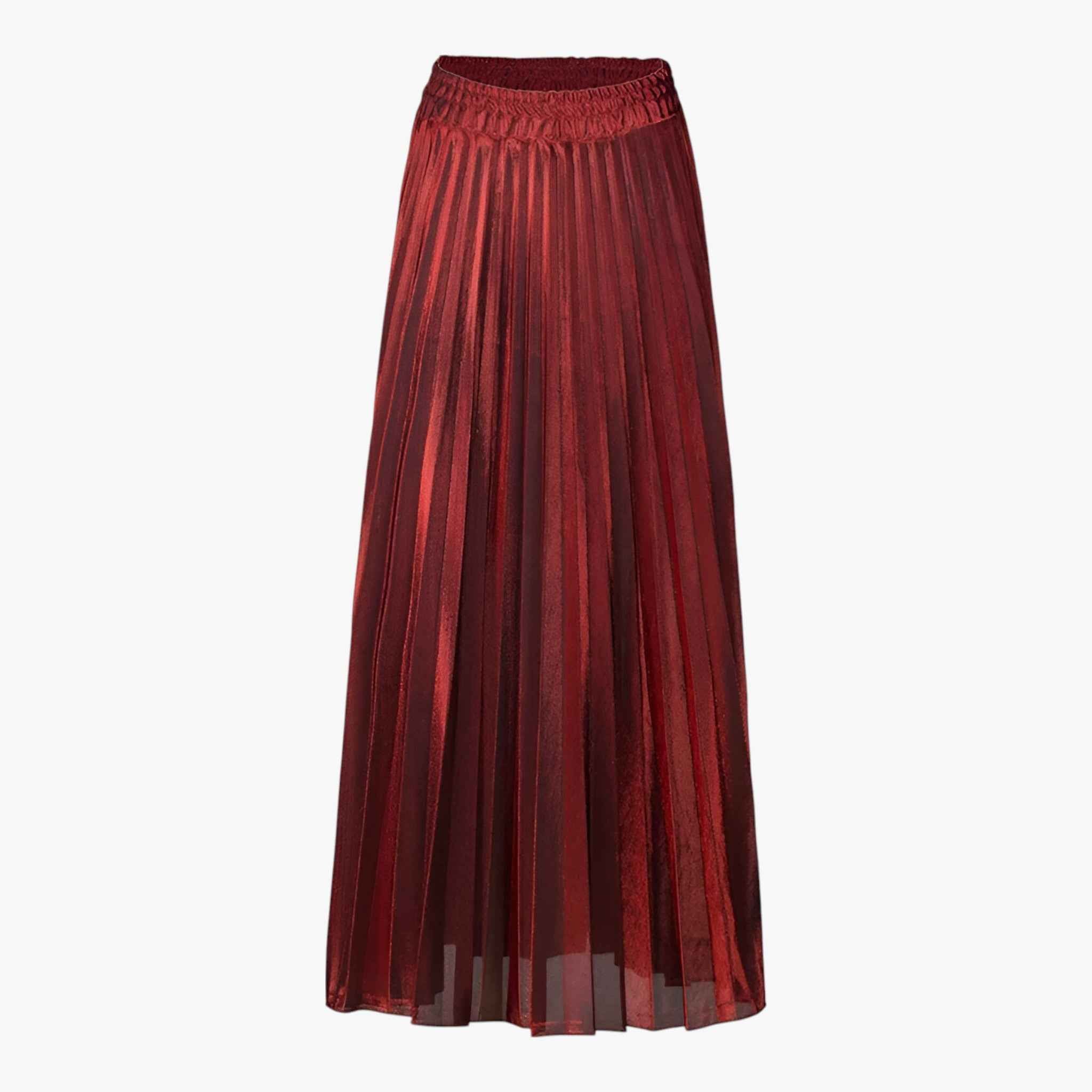 Maxi Skirt with Metallic Pleats