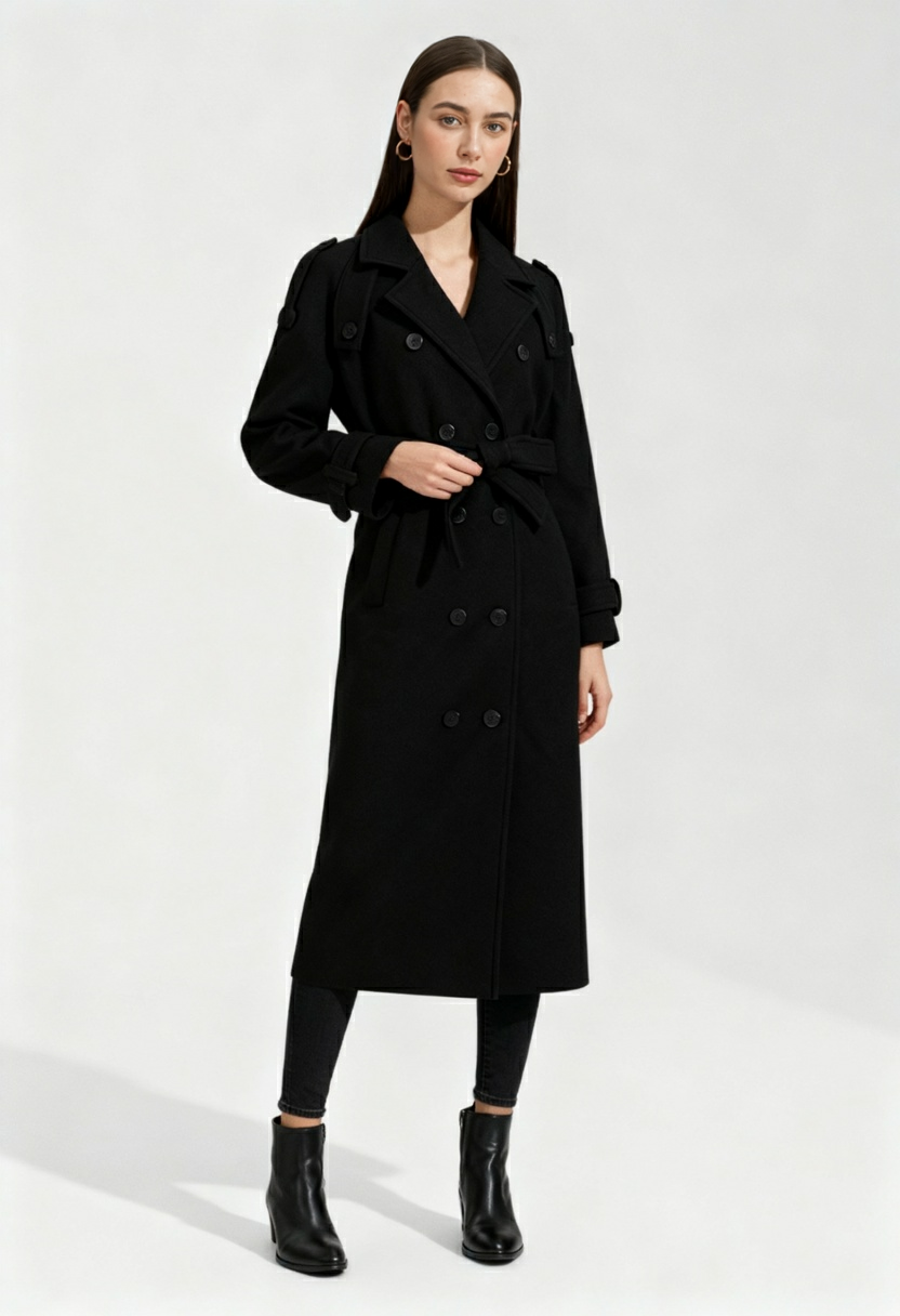 Long Coat with Belted Waist