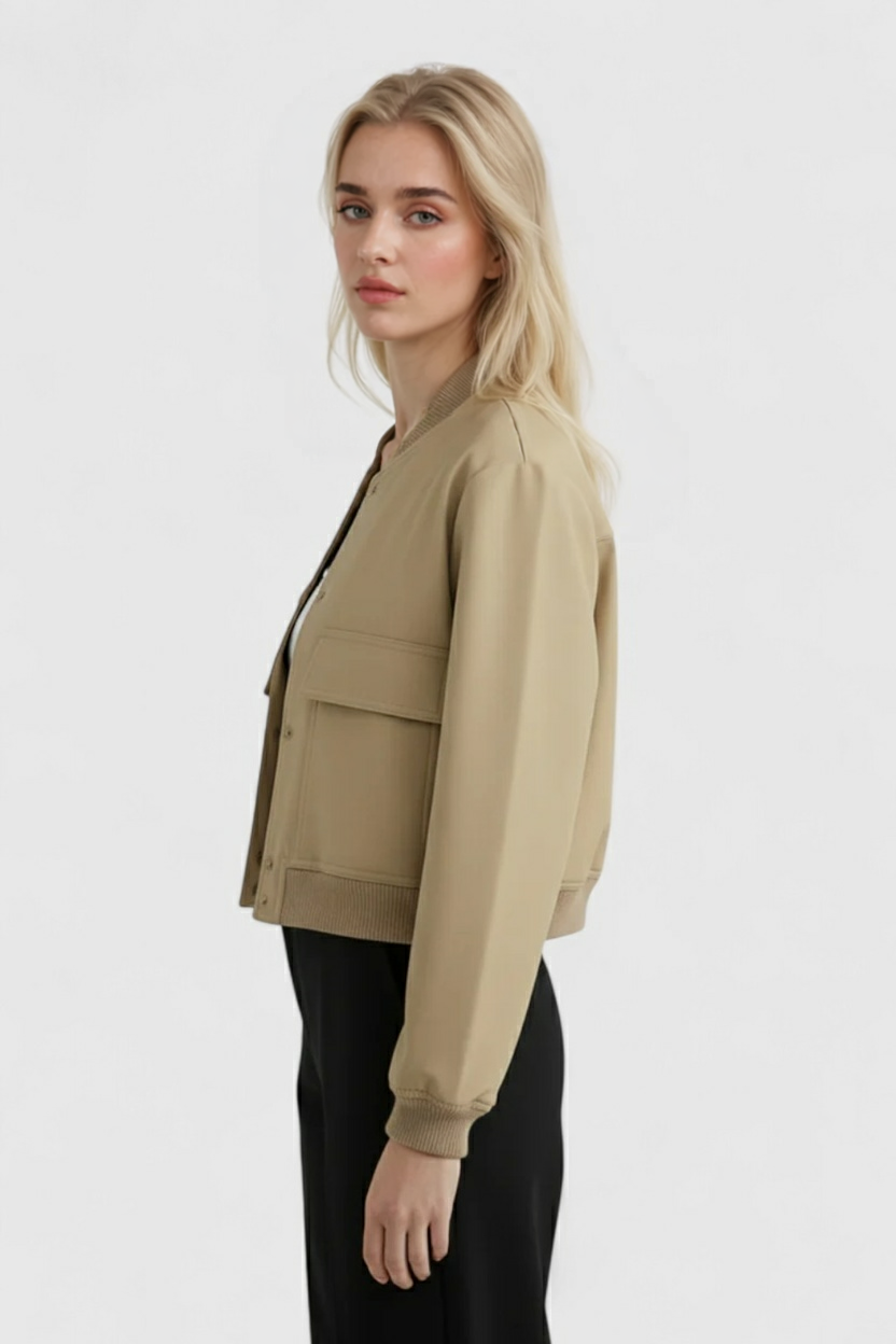 Bomber Jacket with Ribbed Collar