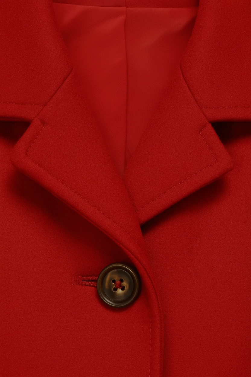 Mid-Length Coat | Defined Waist, Button Detail