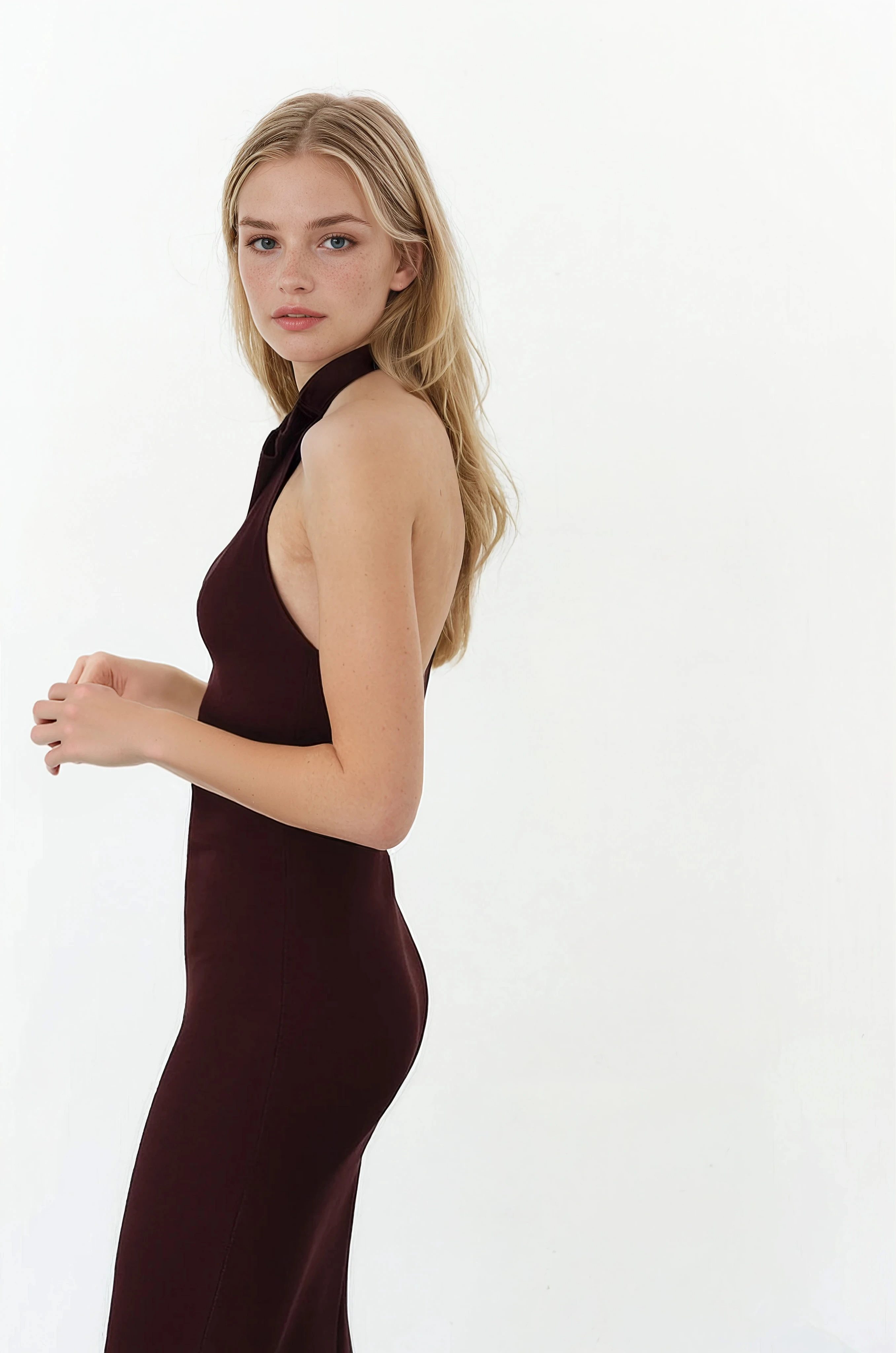 Halter Midi Dress with Open Back