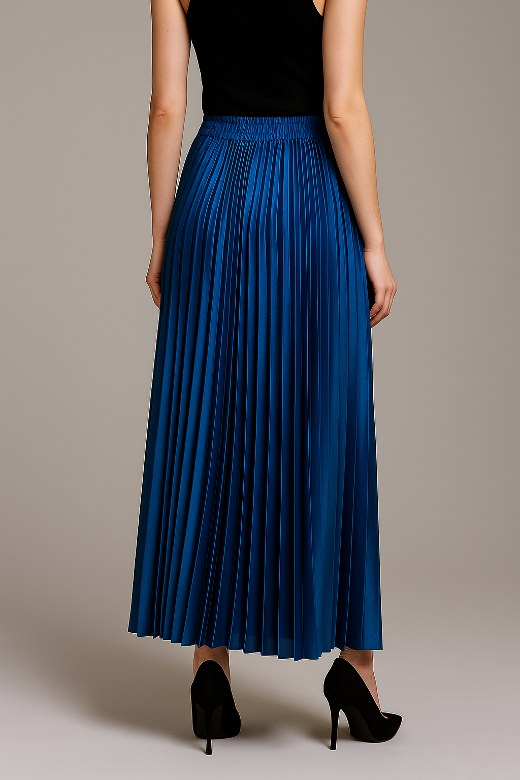 Maxi Skirt with Metallic Pleats