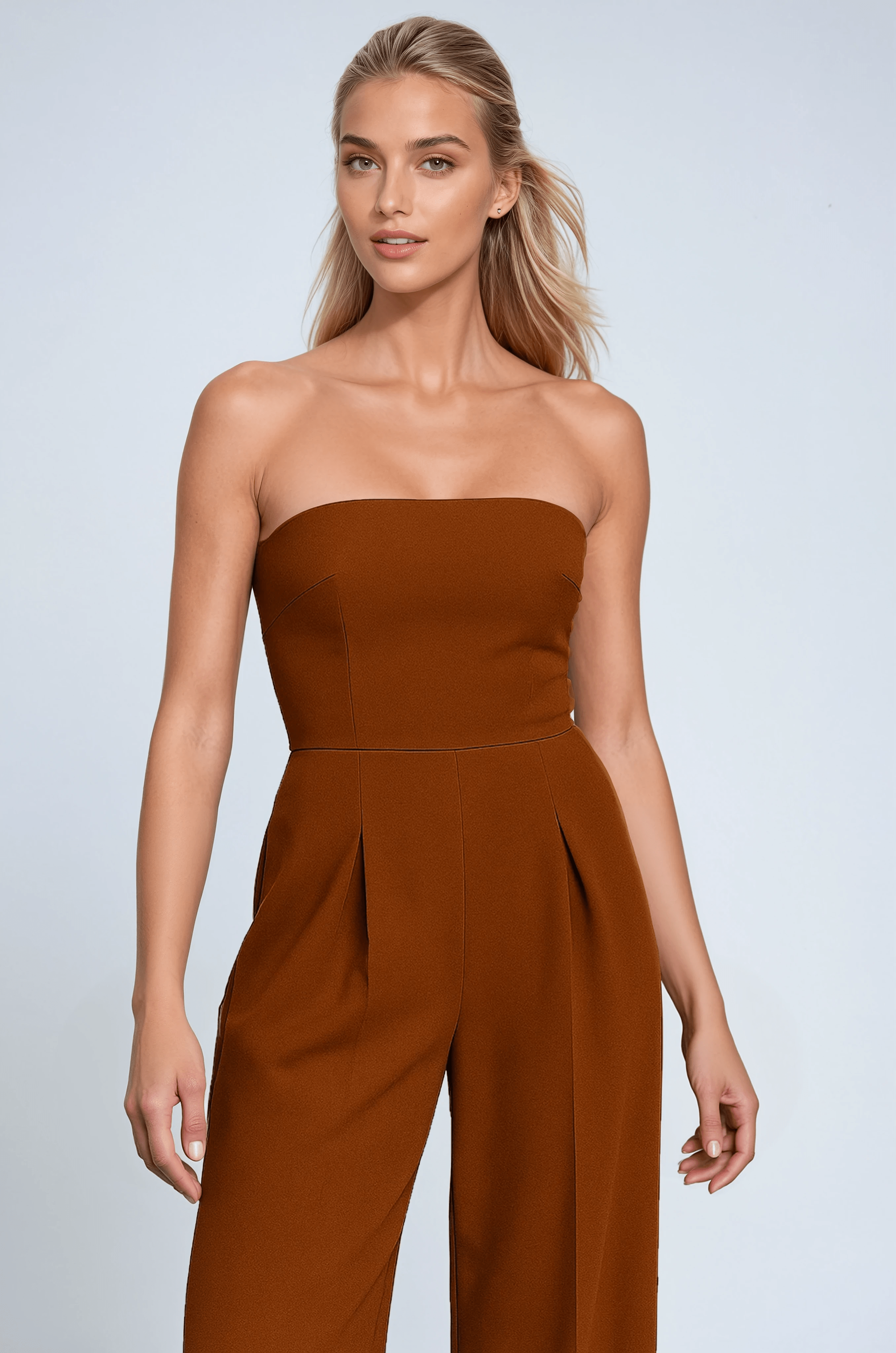 Strapless Jumpsuit with Wide Leg