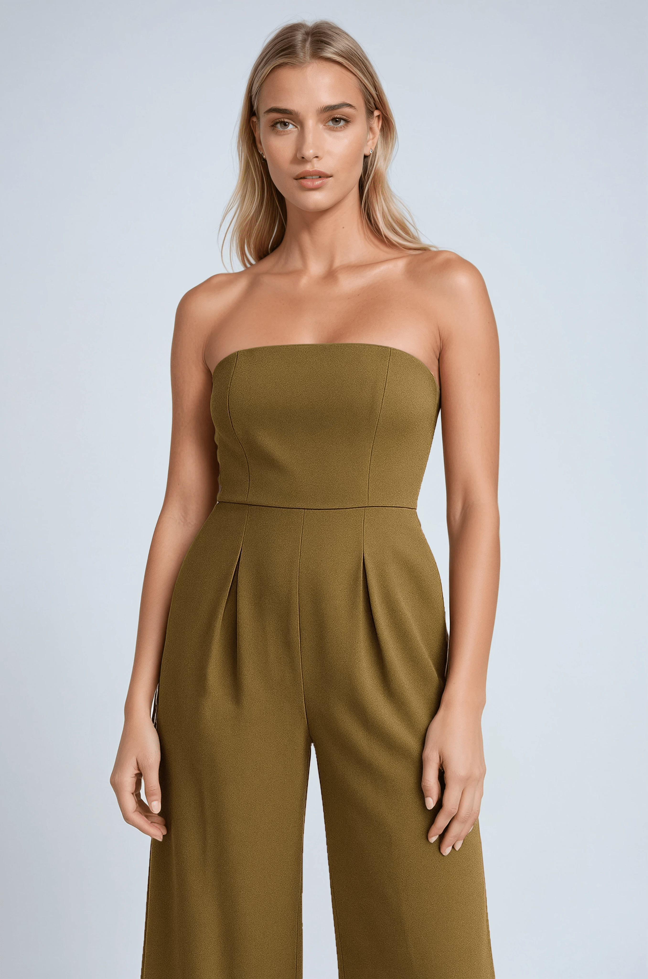Strapless Jumpsuit with Wide Leg
