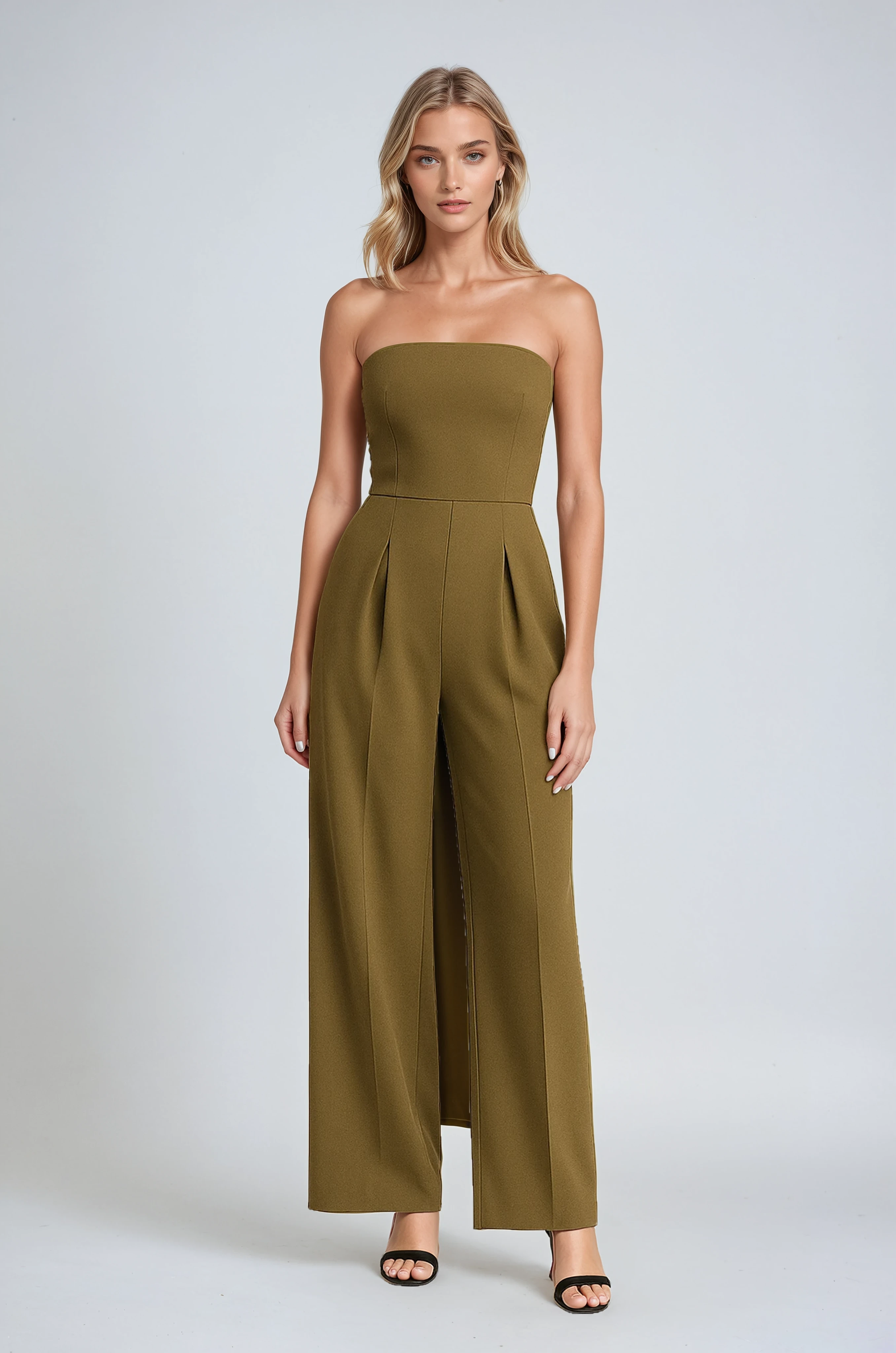 Strapless Jumpsuit with Wide Leg