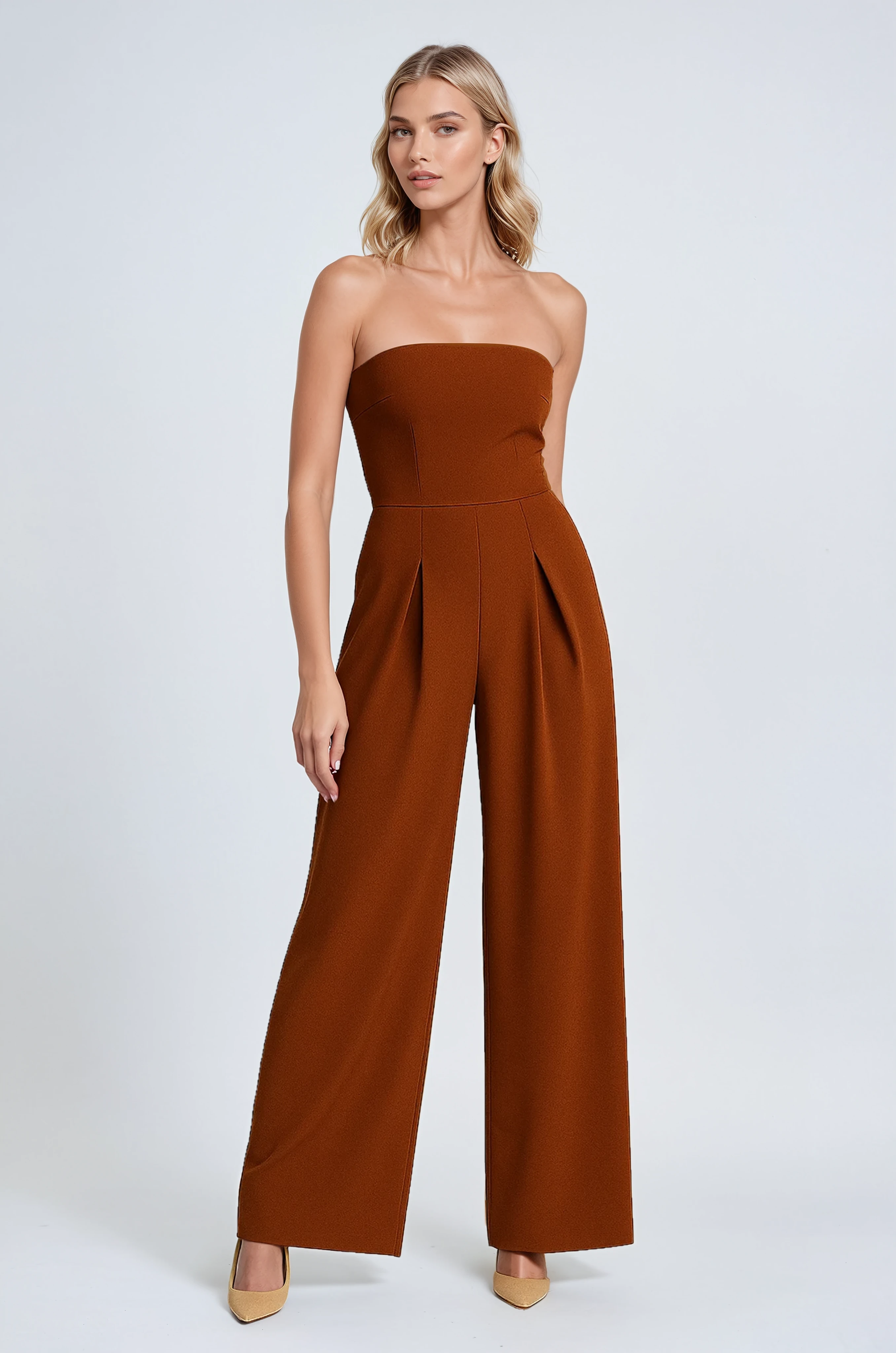Strapless Jumpsuit with Wide Leg