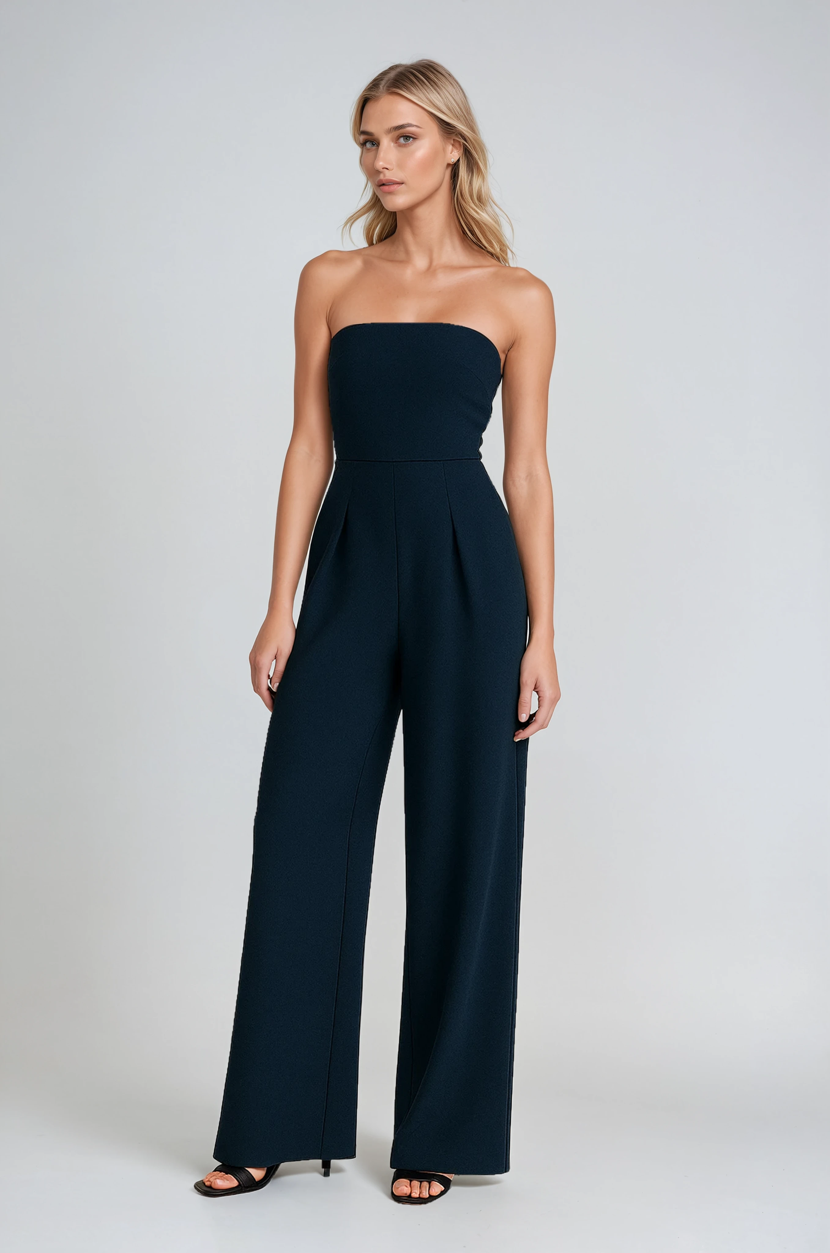 Strapless Jumpsuit, Wide Leg, High Waist