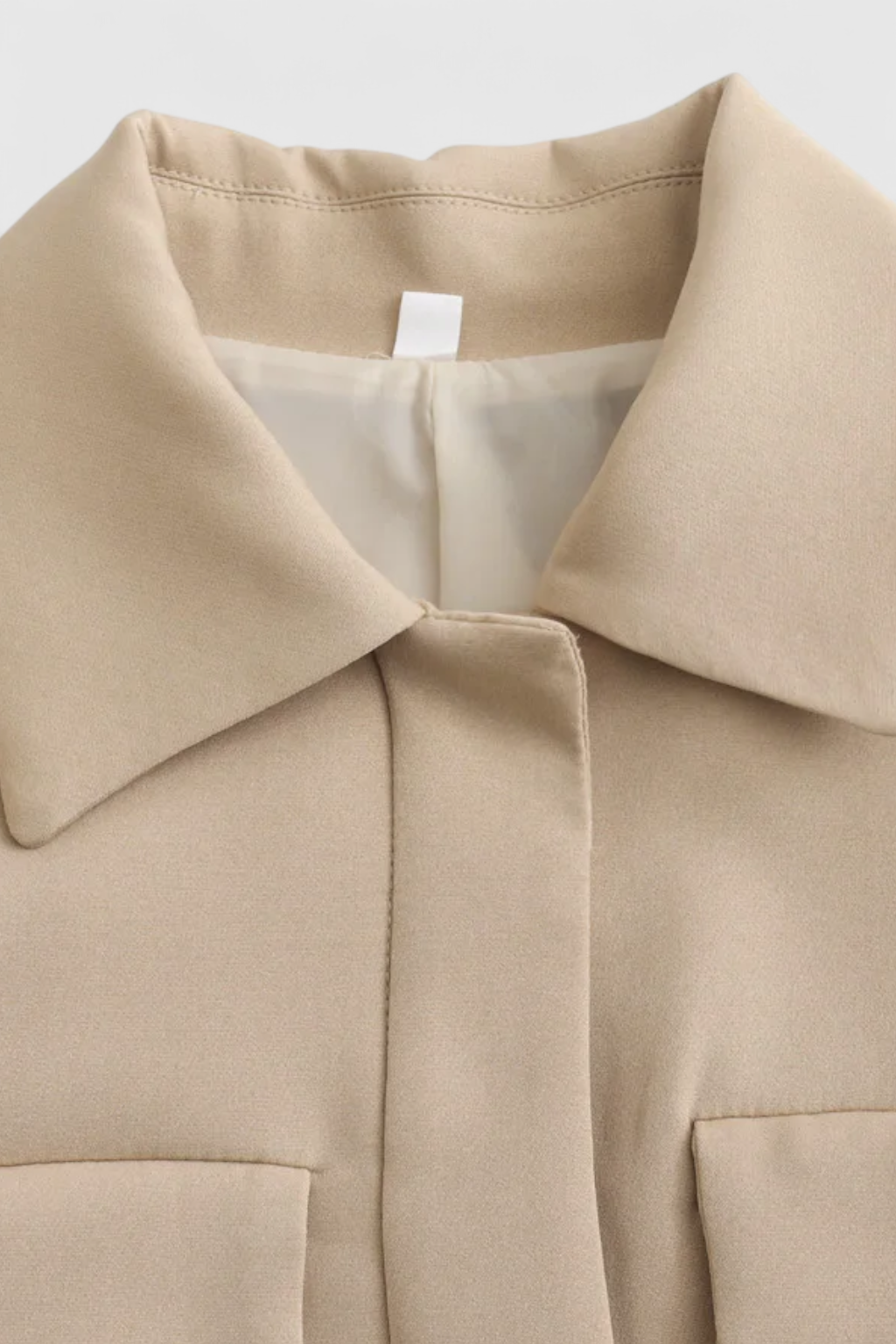 Cropped Jacket | Flap Pockets, Turn-Down Collar