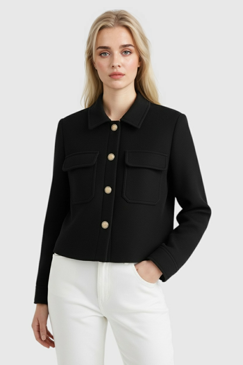 Jacket with Metal Buttons & Flap Pockets