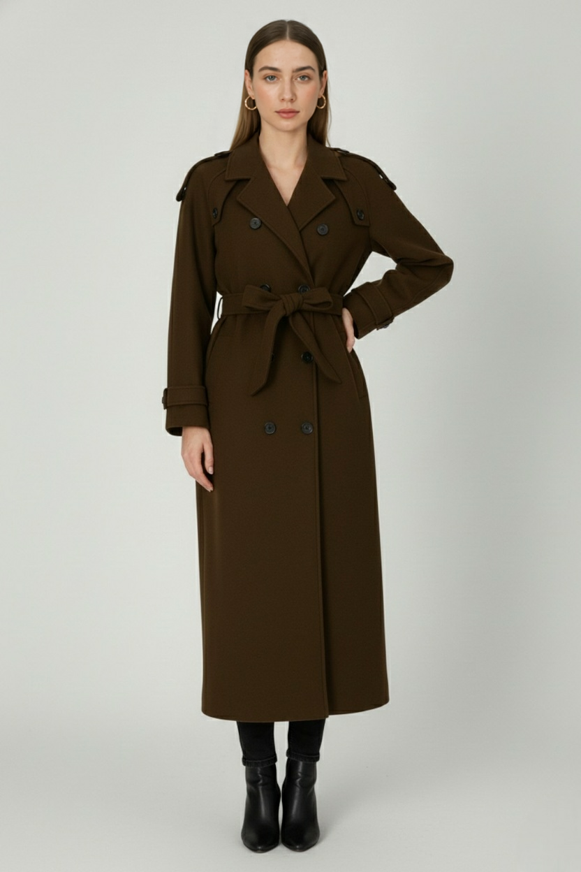 Long Coat with Belted Waist