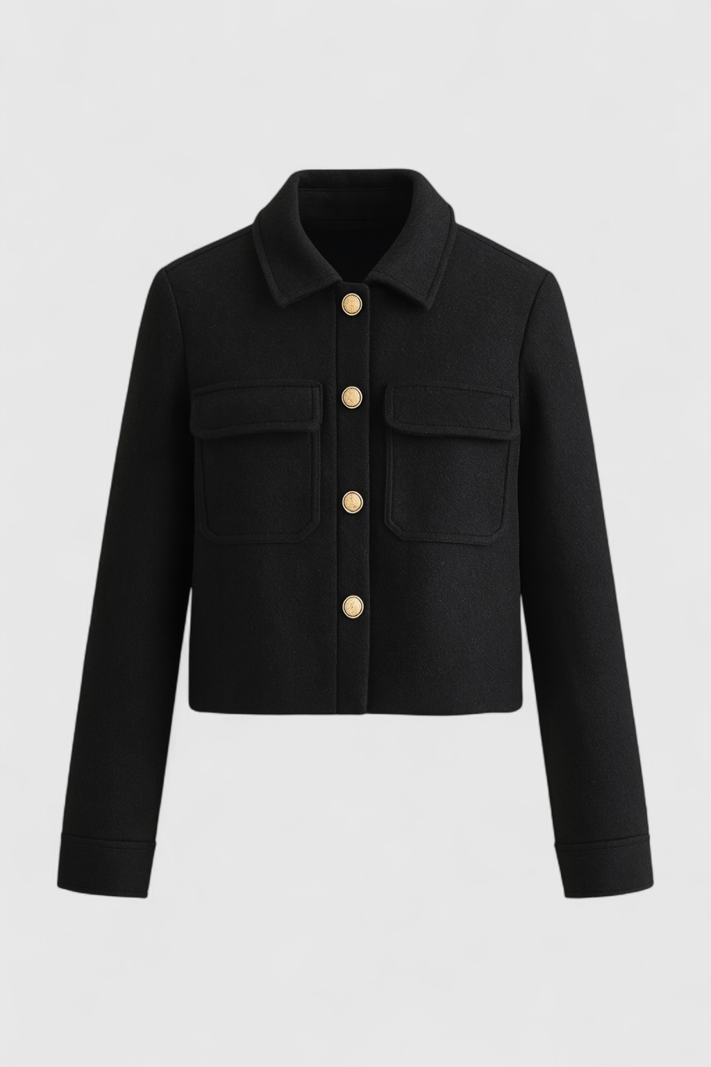 Jacket with Metal Buttons & Flap Pockets