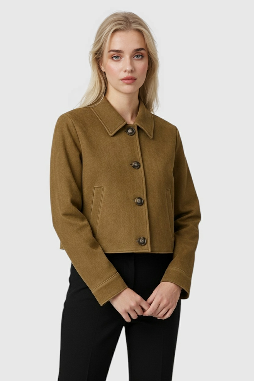Cropped Jacket with Suede Finish