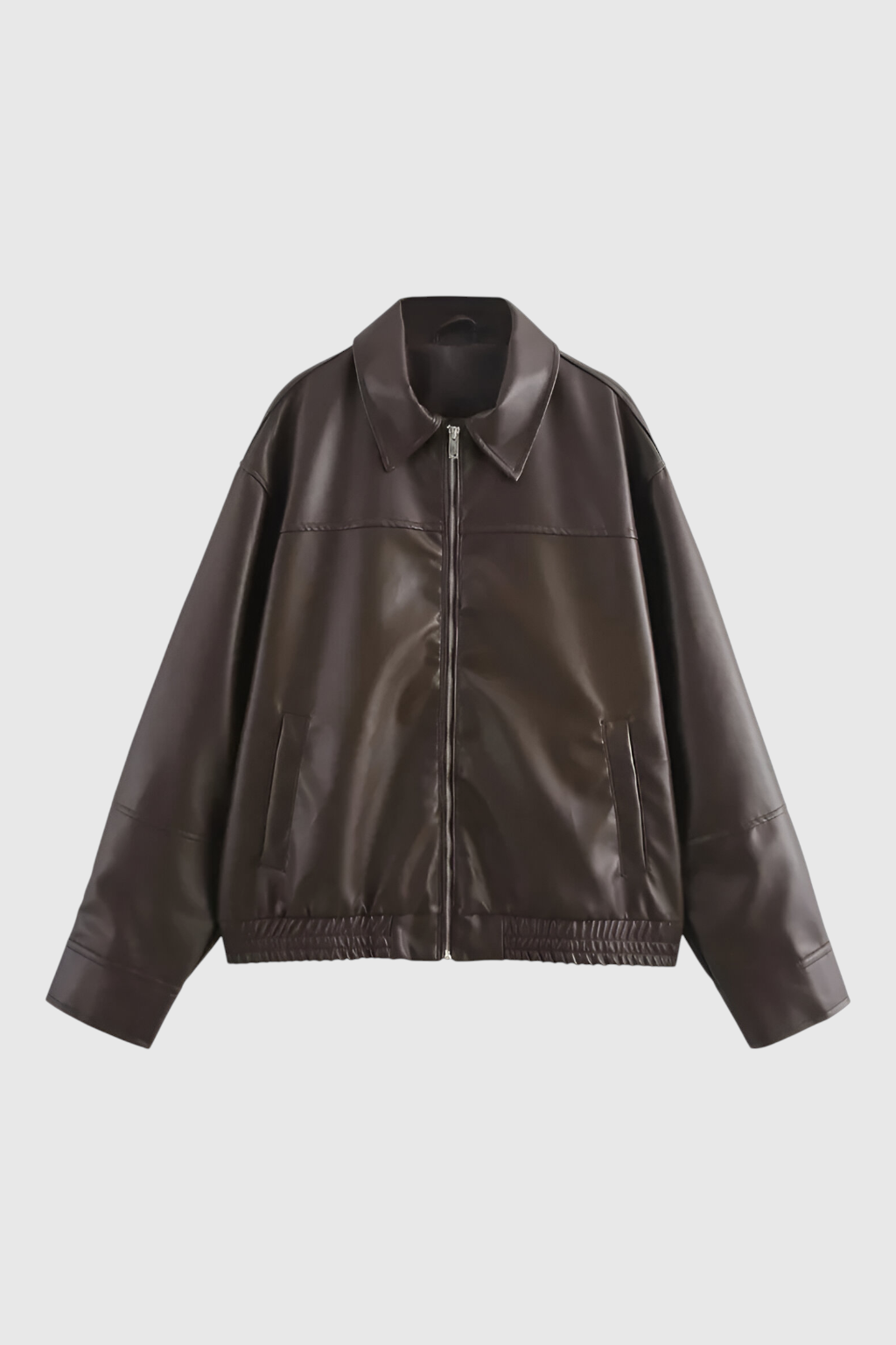 Pilot Jacket Faux Leather Zip Front
