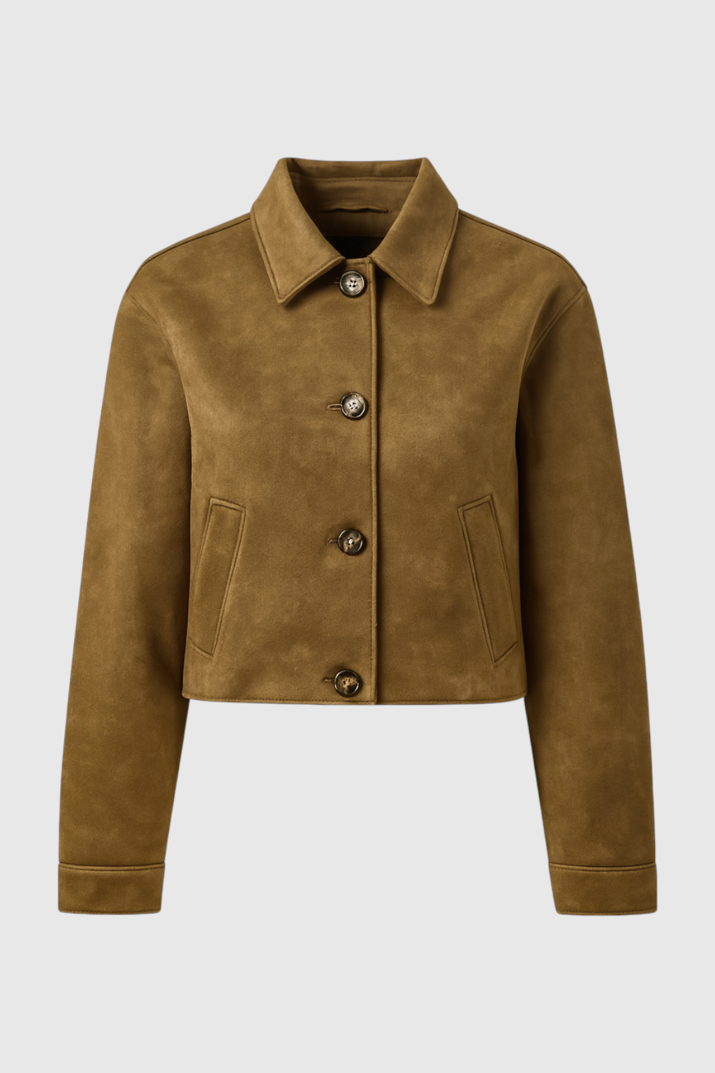 Cropped Jacket, Suede-Effect Finish