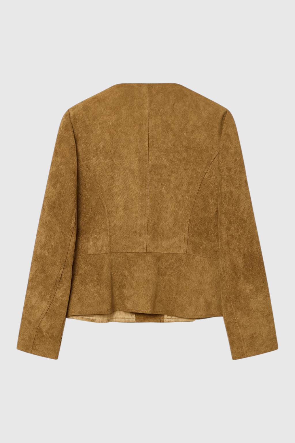 Waisted Jacket, Suede-Effect, Crew Neck