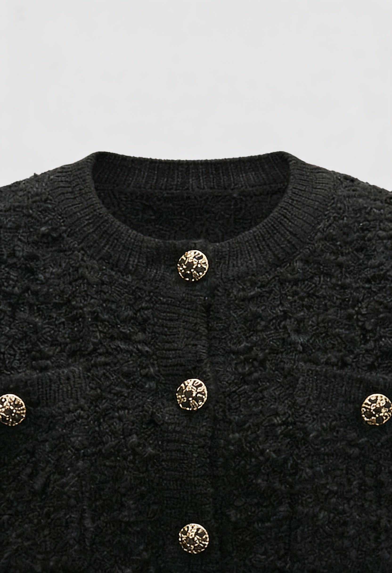 Textured Knit Cardigan, Jewel Buttons