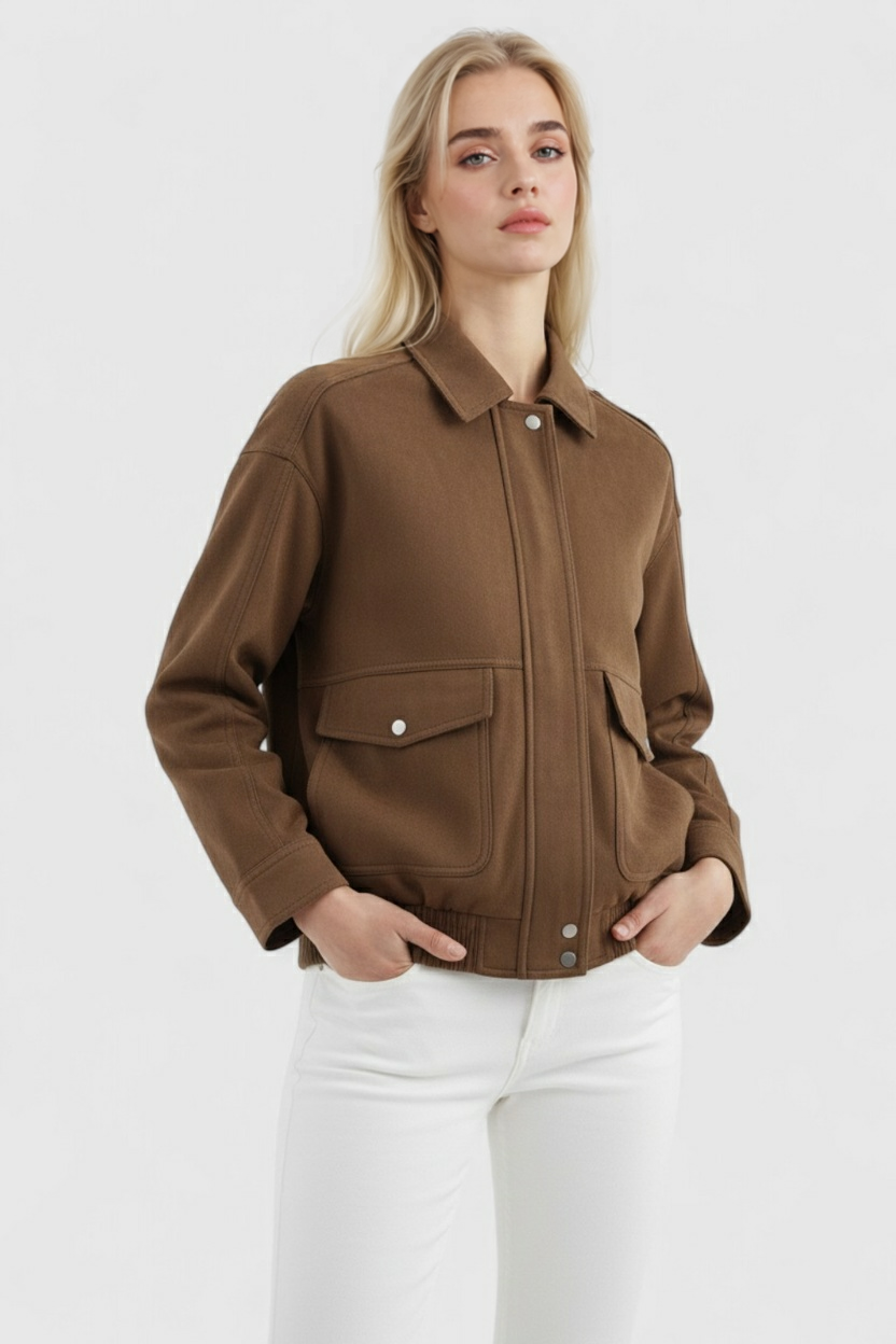 Bomber Jacket with Suede Finish