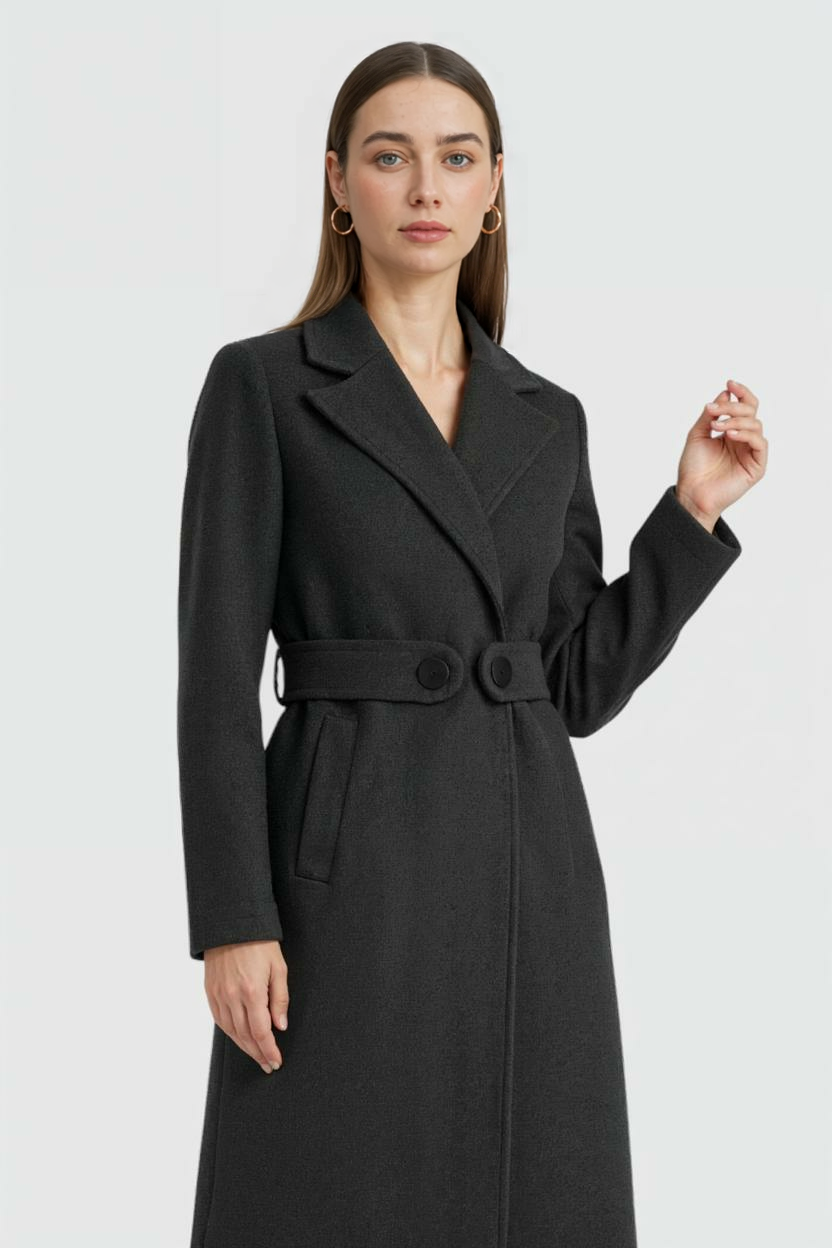 Longline Coat with Waist Tab
