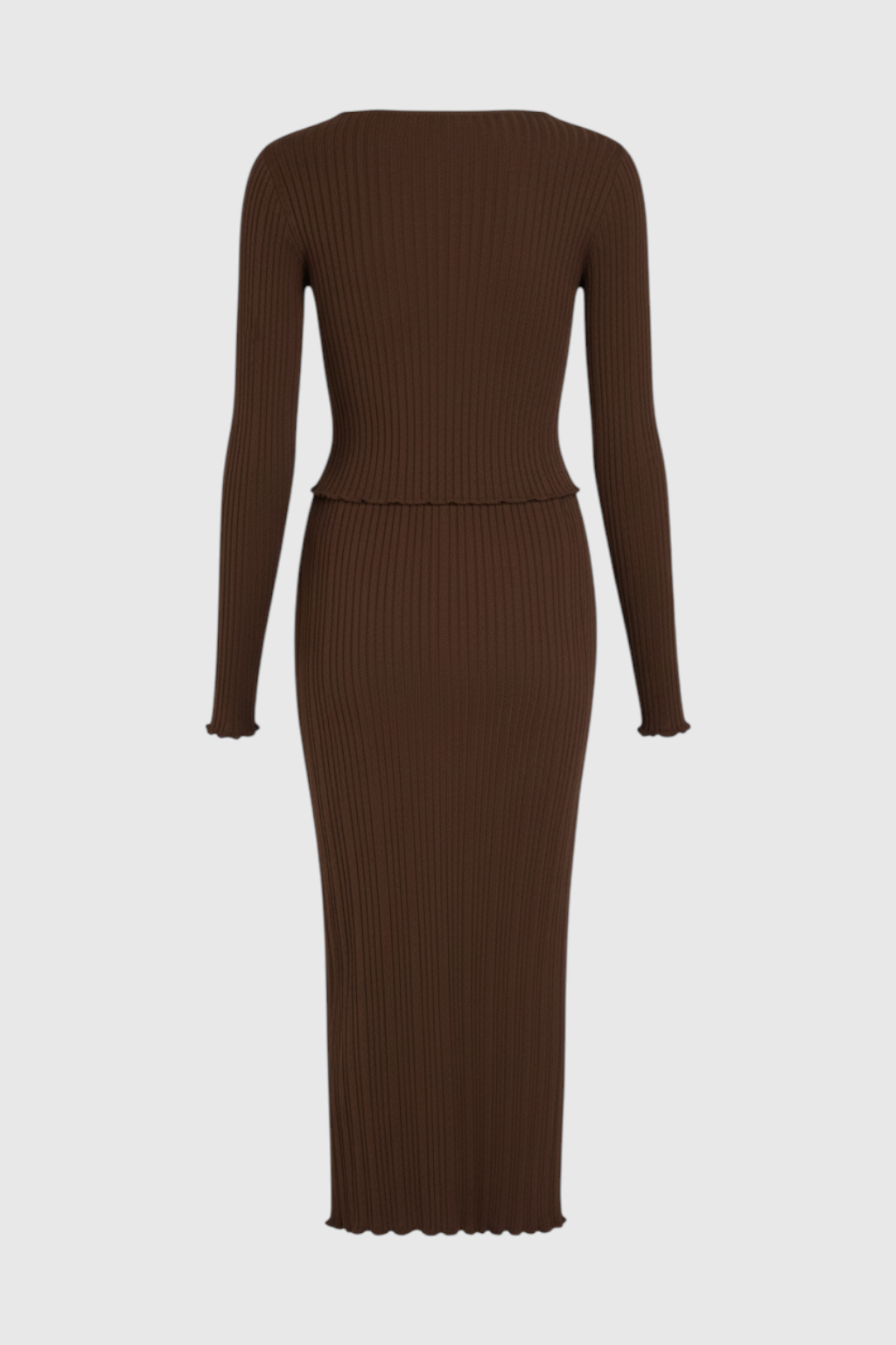 Rib Knit Set with Long Sleeves