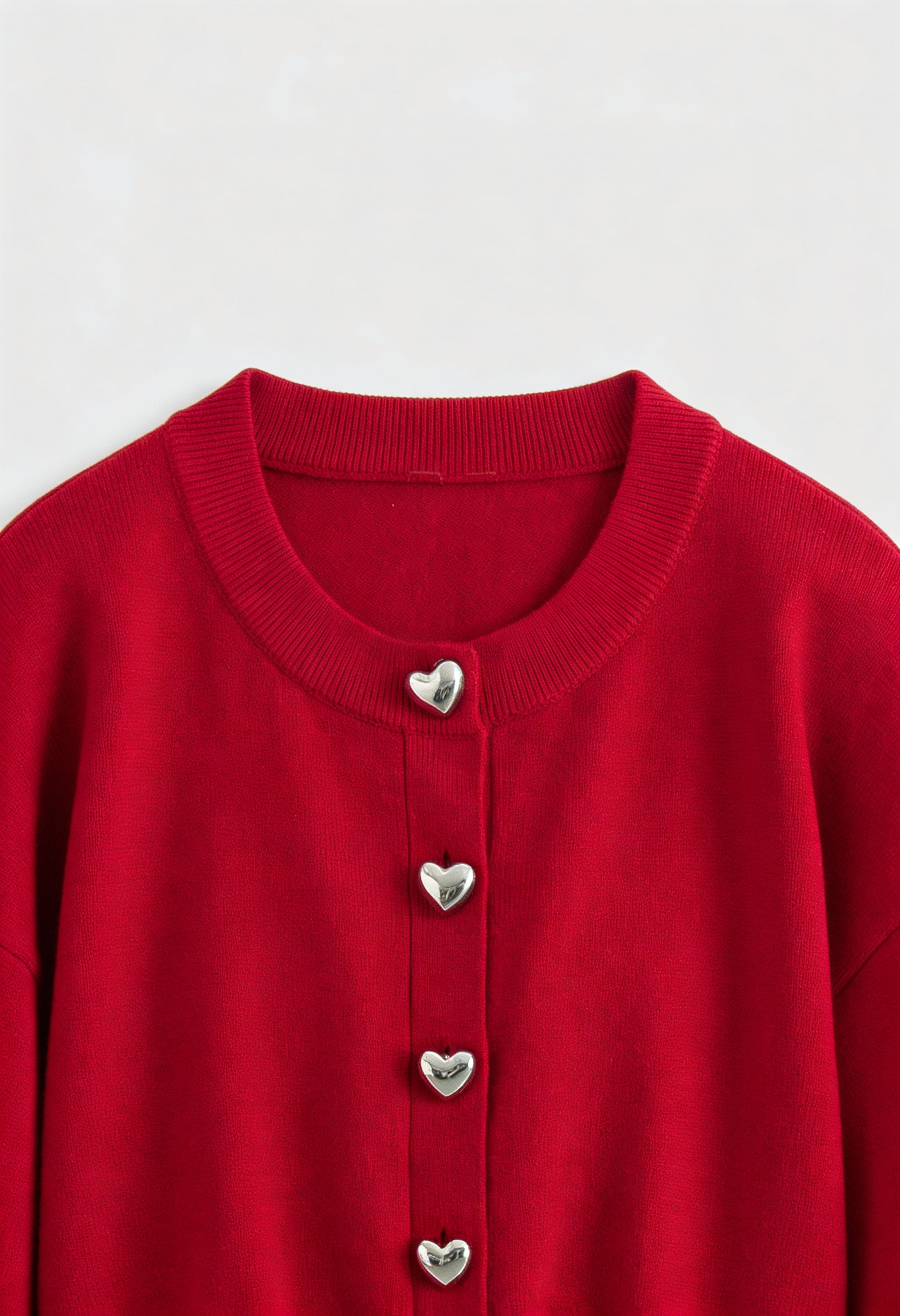 Cardigan with Heart Buttons, Cropped