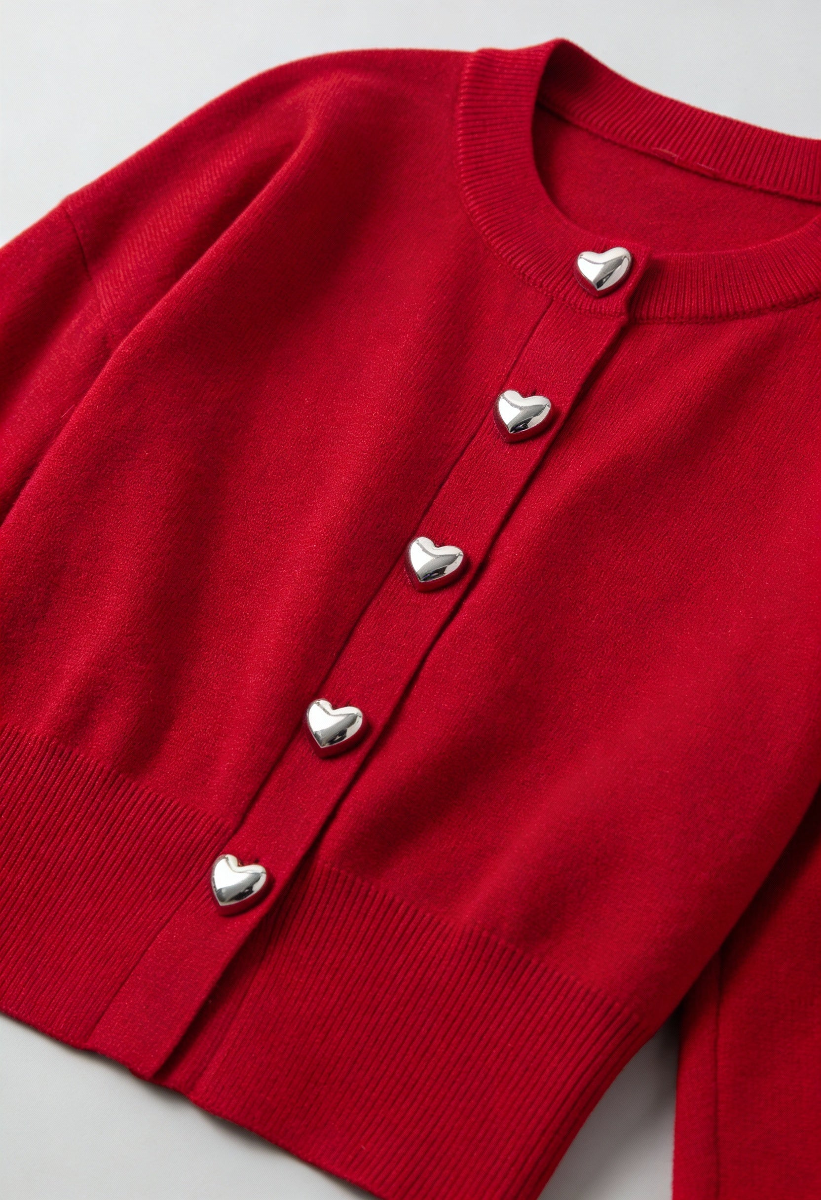 Cardigan with Heart Buttons, Cropped