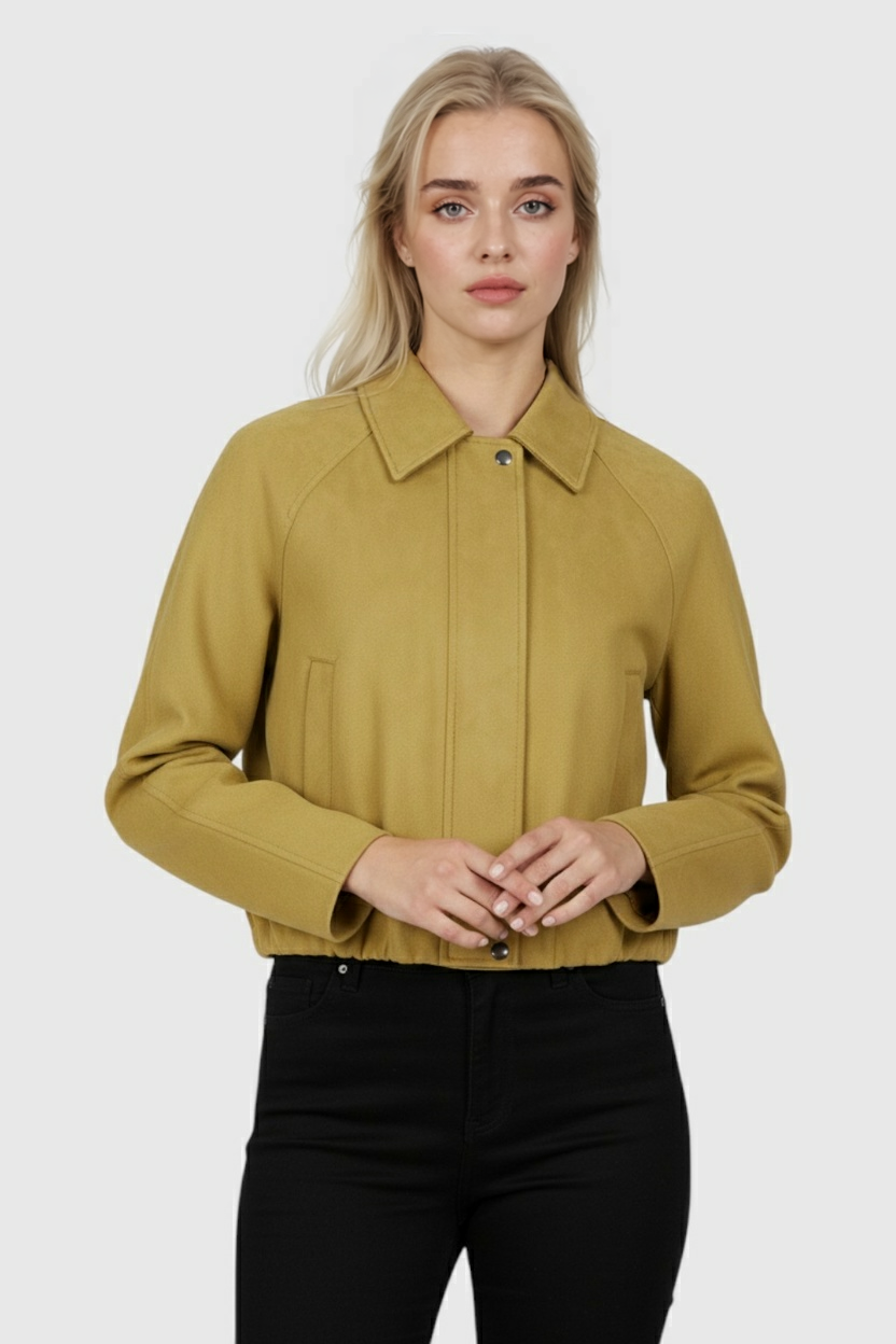 Suede-Effect Jacket | Cropped | Zip Front