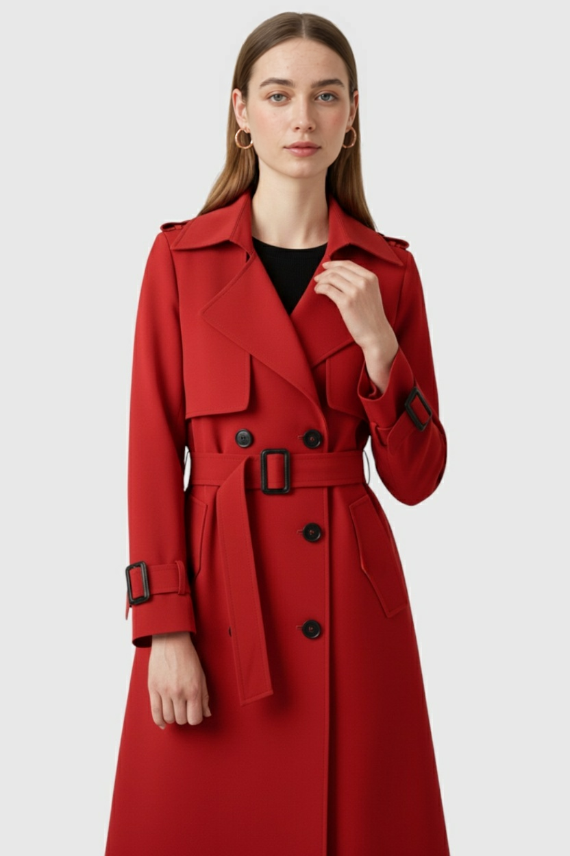 Trench Coat with Belt & Epaulettes