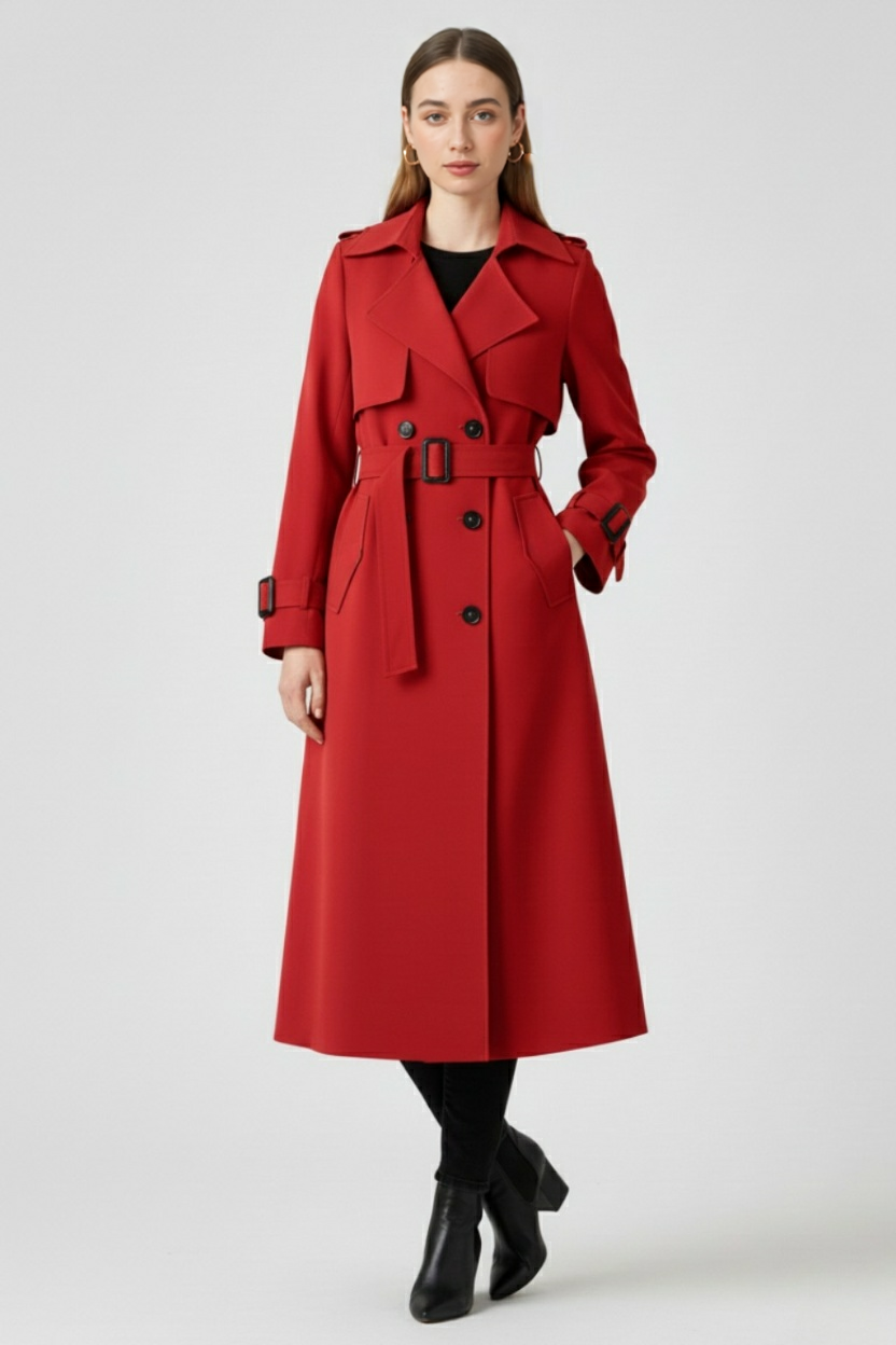 Trench Coat with Belt & Epaulettes