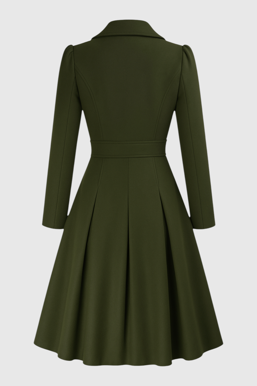 Fit-and-Flare Coat | Belted, Pleated Hem