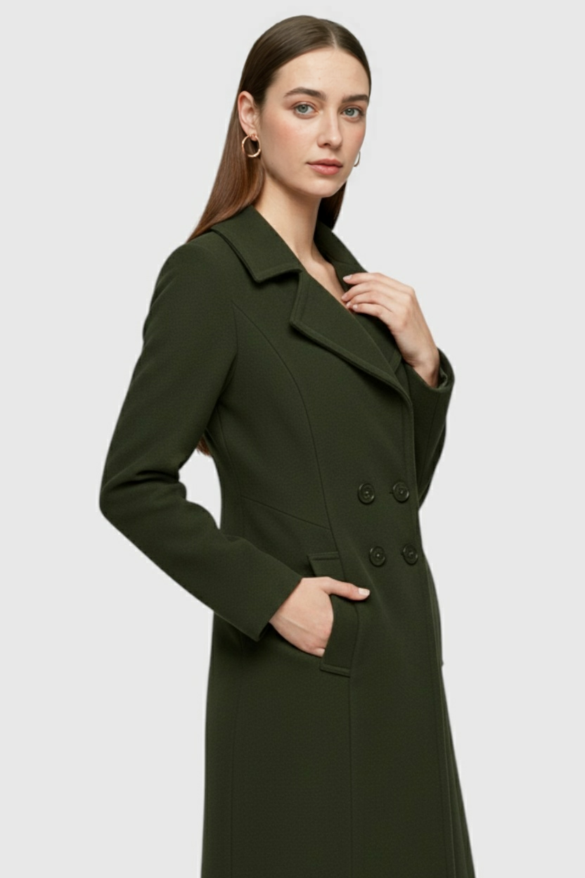 Long Coat, Notched Collar, Button Front