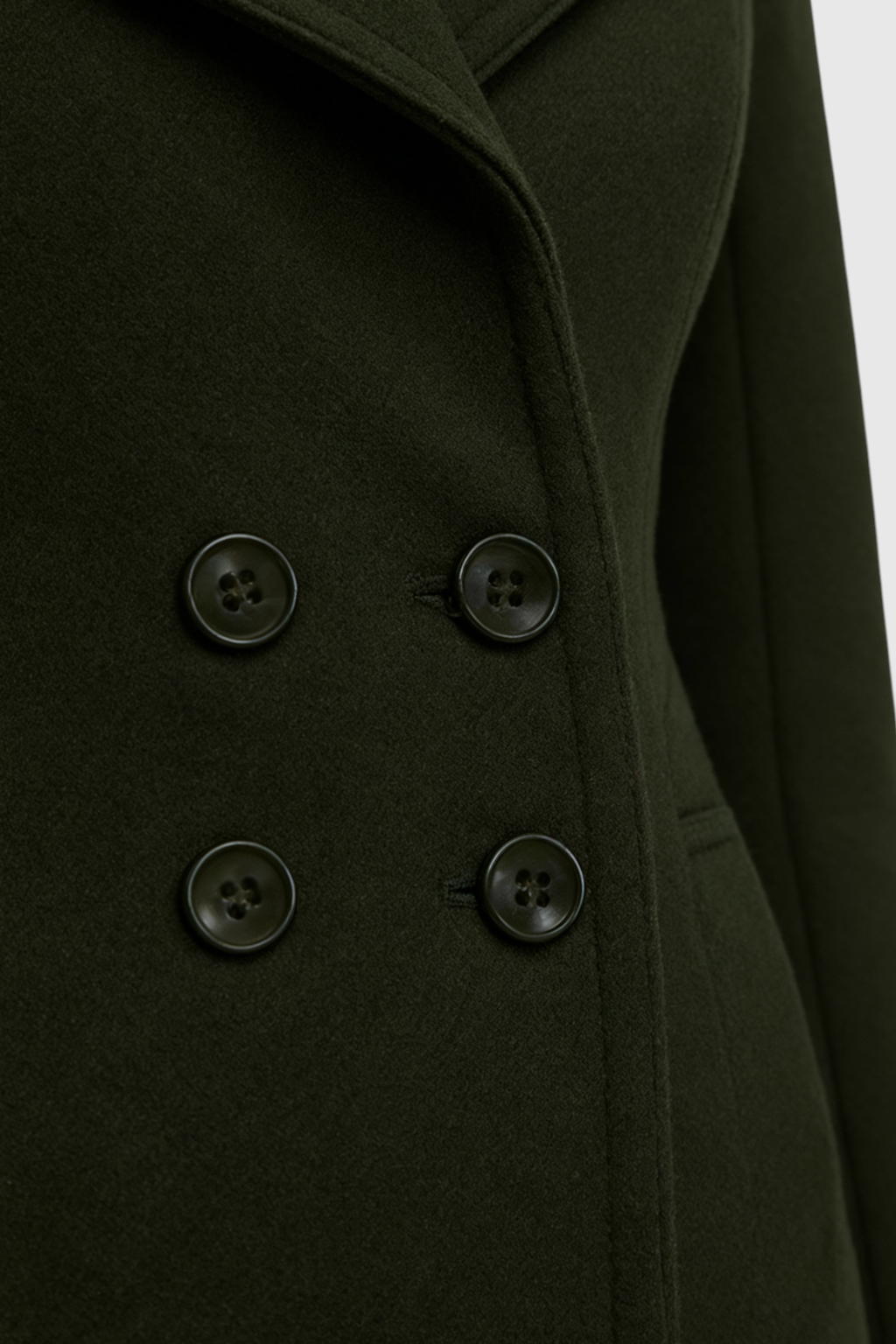Long Coat, Notched Collar, Button Front