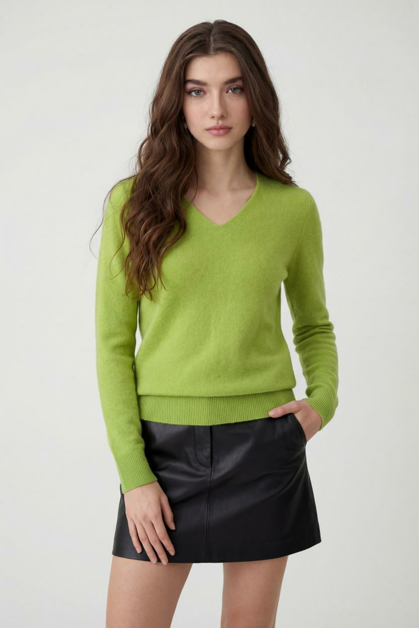 Cashmere V-Neck Sweater, Seamless Finish
