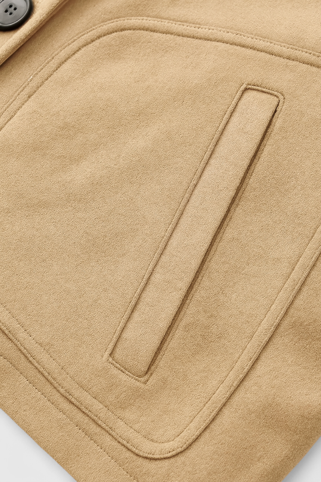 Cropped Jacket, Suede-Effect, Button Front