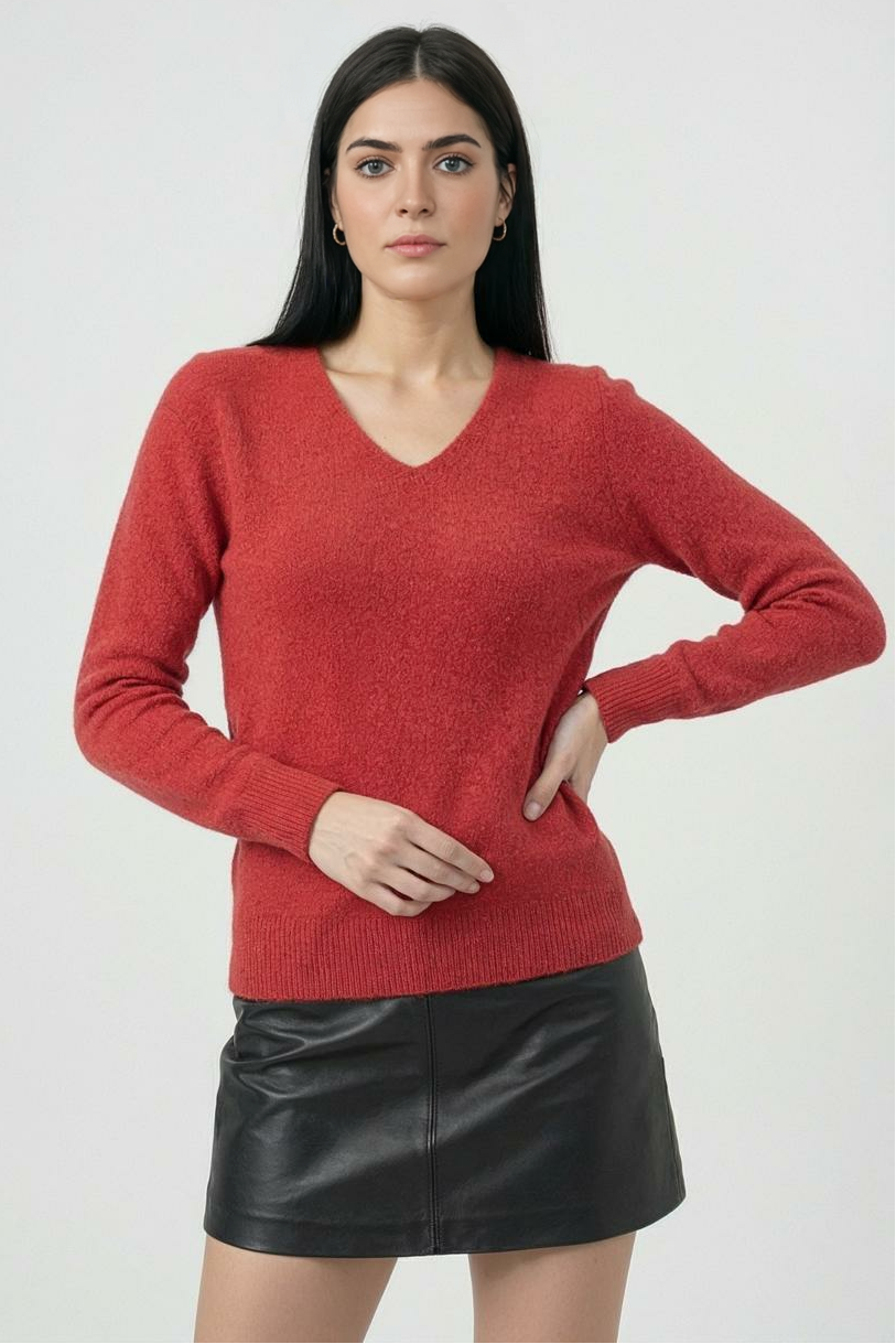 Cashmere V-Neck Sweater, Seamless Finish