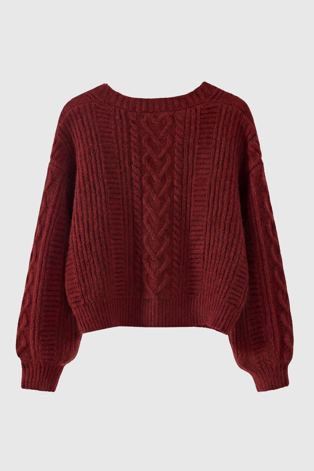 Cardigan with Cable Knit & V-Neck