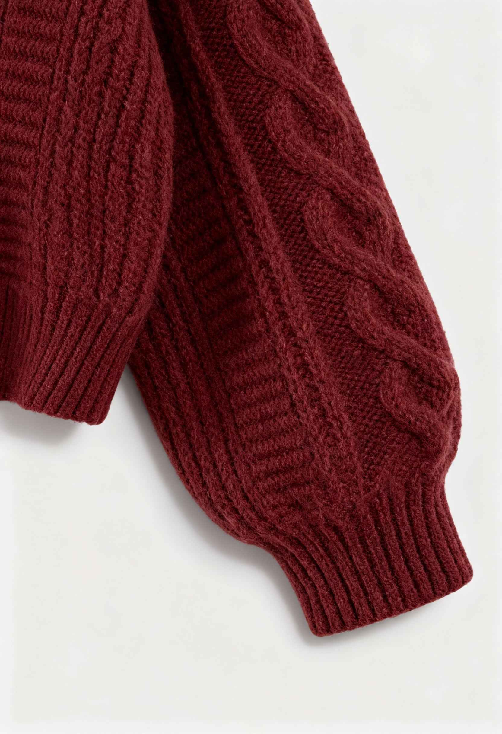 Cardigan with Cable Knit & V-Neck