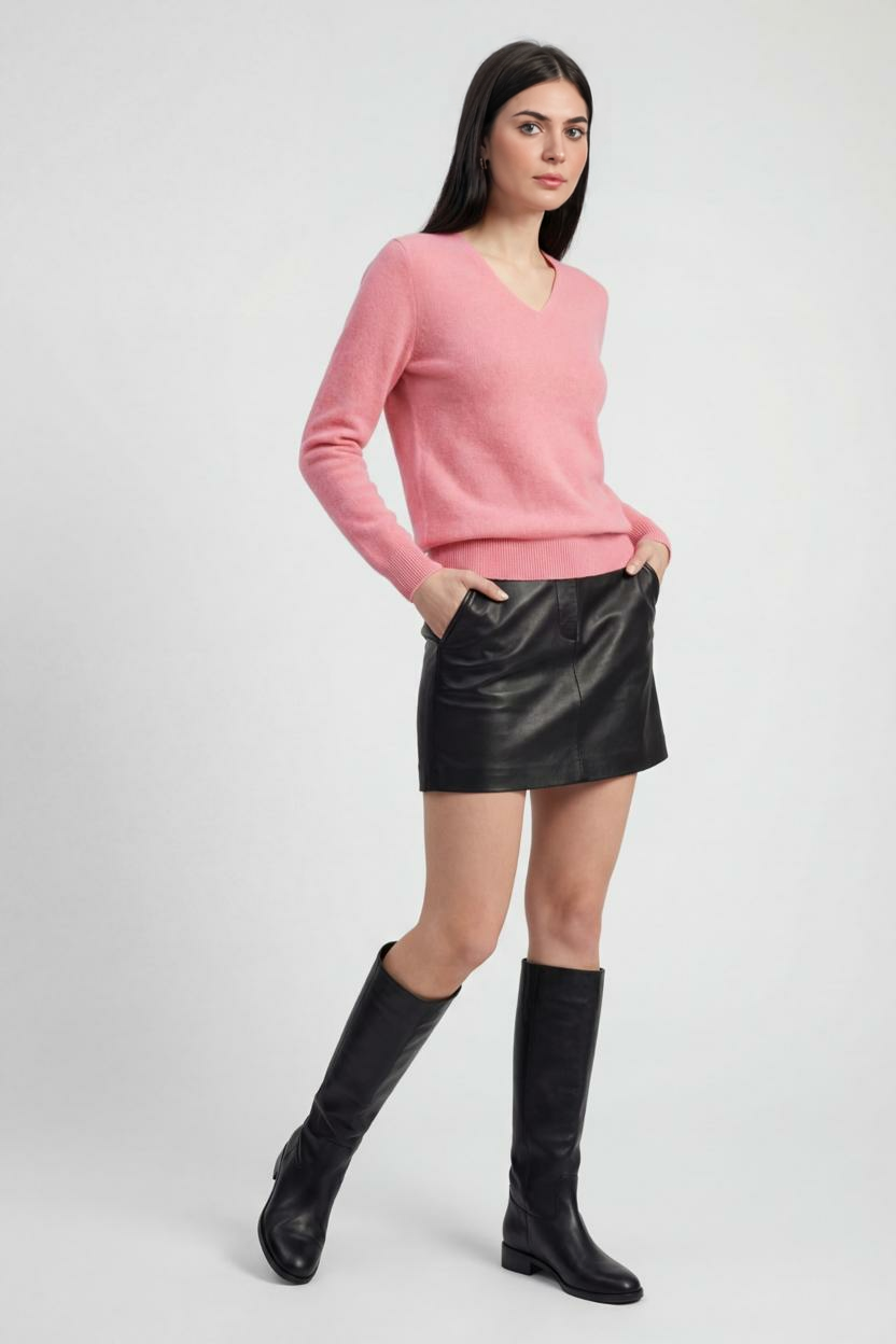 Cashmere V-Neck Sweater, Seamless Finish
