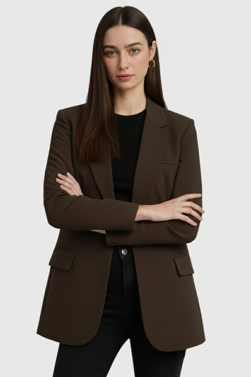 Blazer with Notched Lapel & Flap Pockets