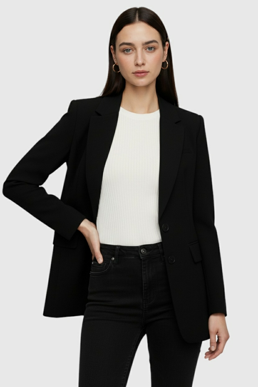 Blazer with Notched Lapel & Flap Pockets