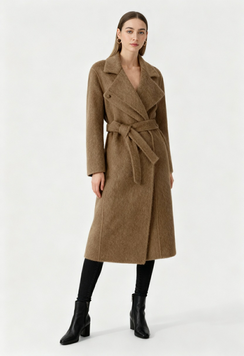 Wrap Coat with Shawl Collar, Belted