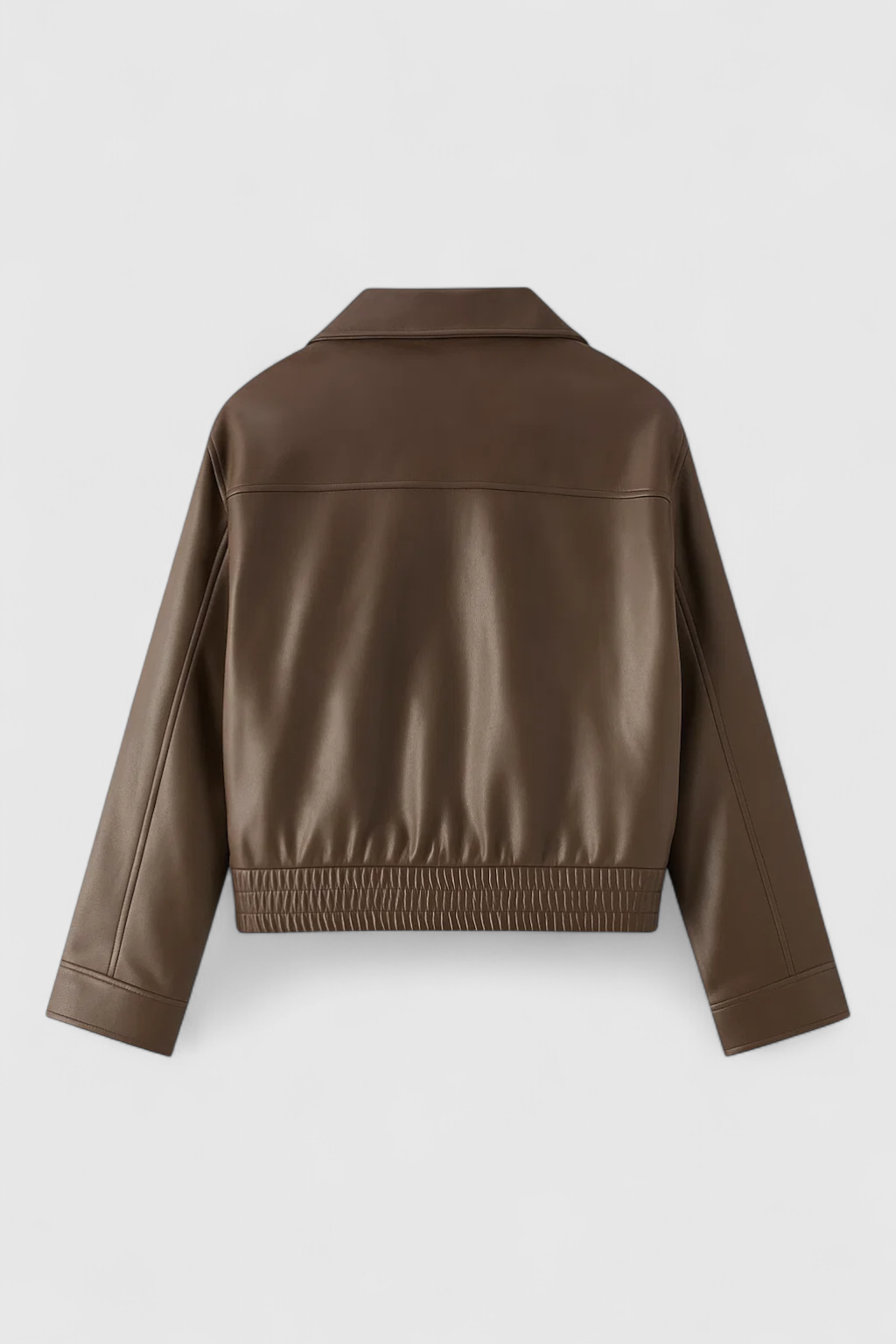 Cropped Faux Leather Jacket, Zip Front