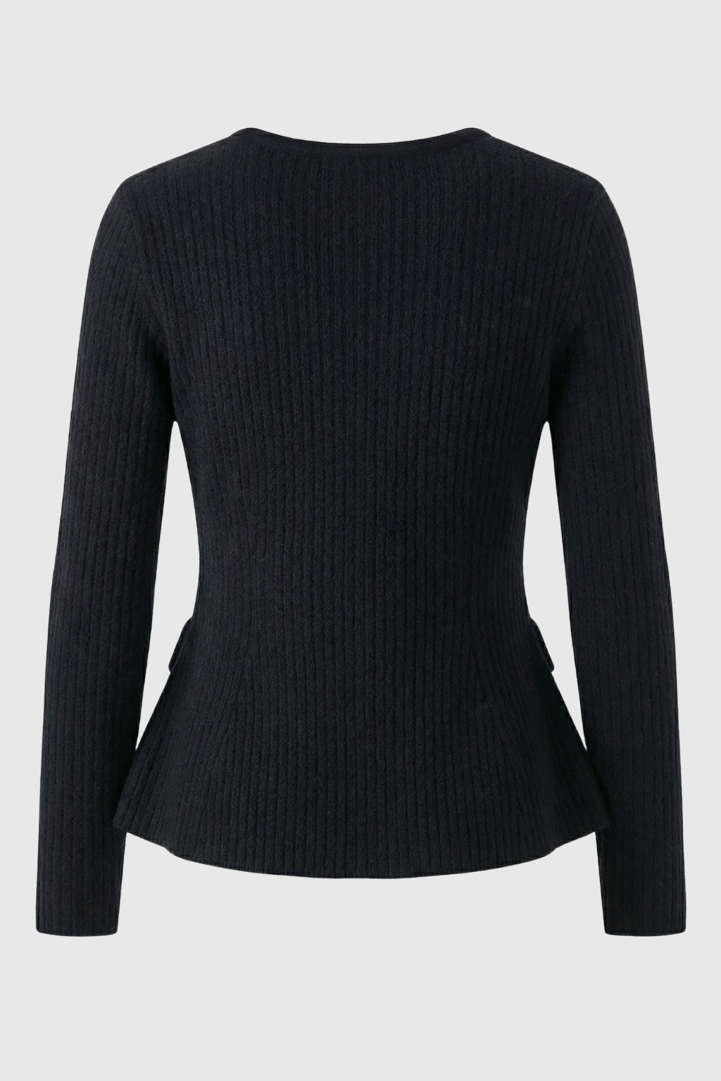 Rib Knit Cardigan with Peplum Hem