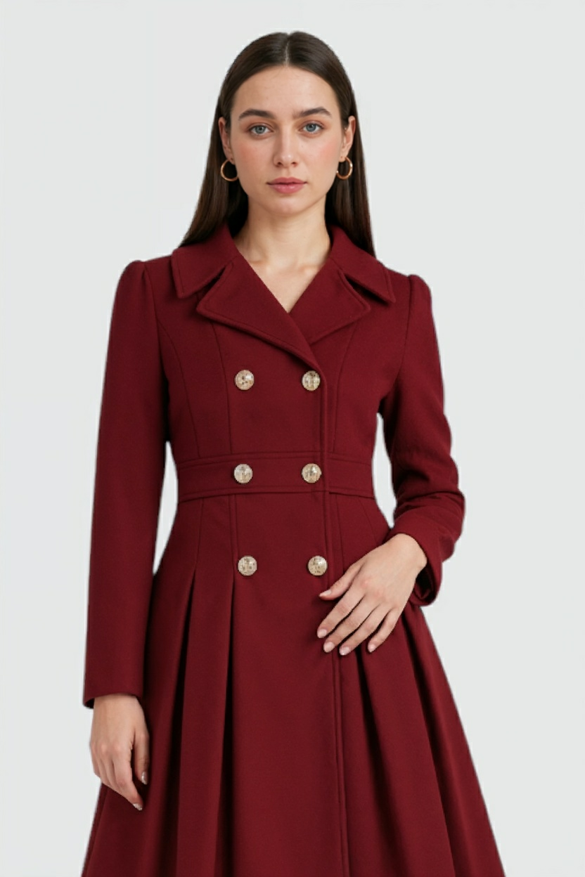 Coat Dress with Flared Midi Hem